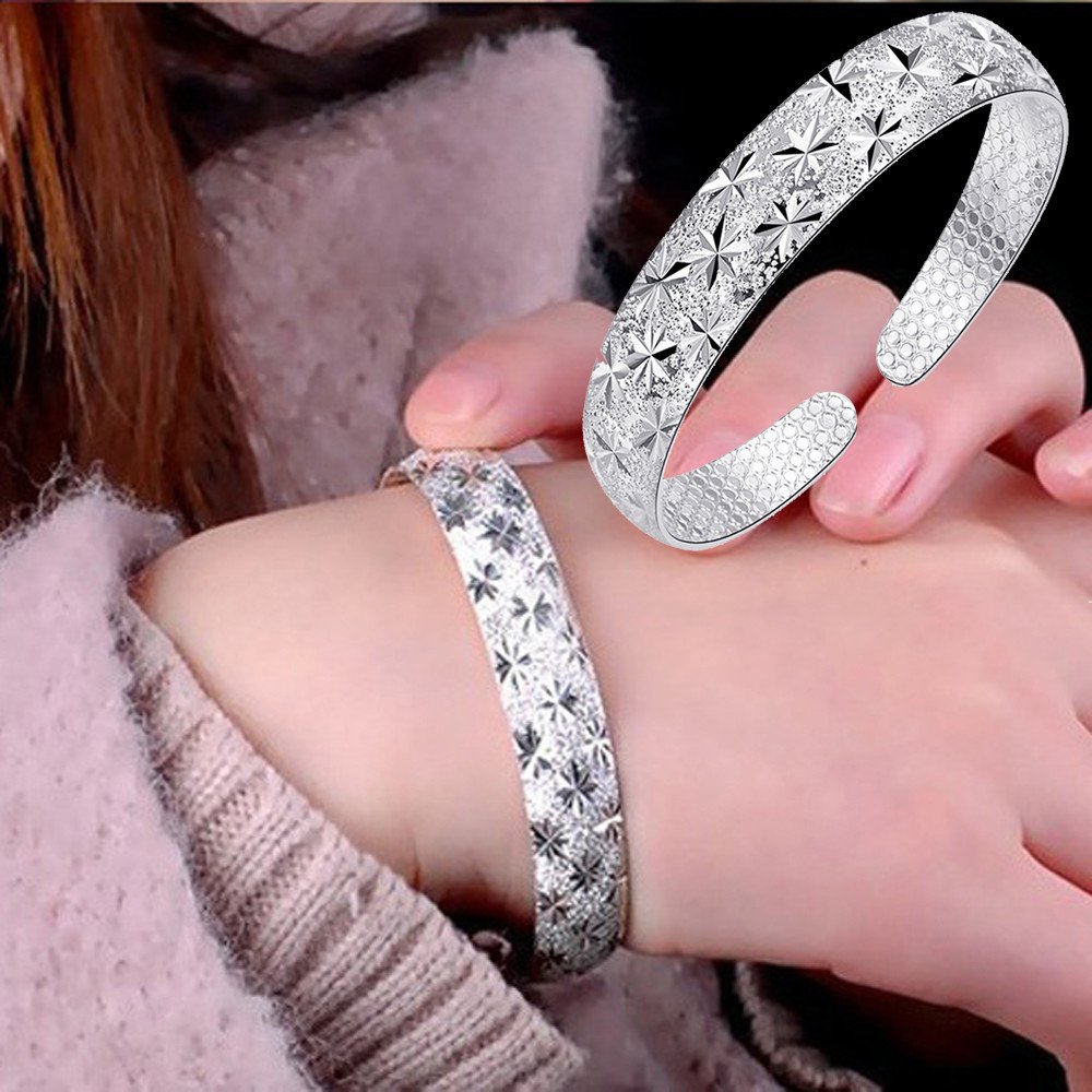 Adjustable Silver Charm Bracelet for Women - Fashionable Bangle with Real Opal | Elegant Jewelry Gift for Her, Perfect for Daily Wear & Special Occasions