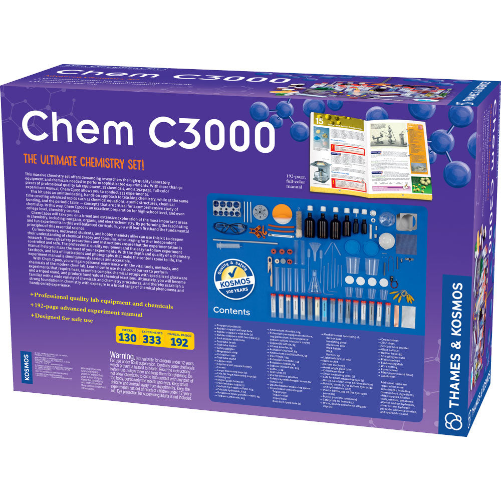 CHEM C3000 Chemistry Science Kit (Version 2.0) - STEM Learning & Home Experiments for Kids & Teens - Perfect for School Projects & Science Fairs