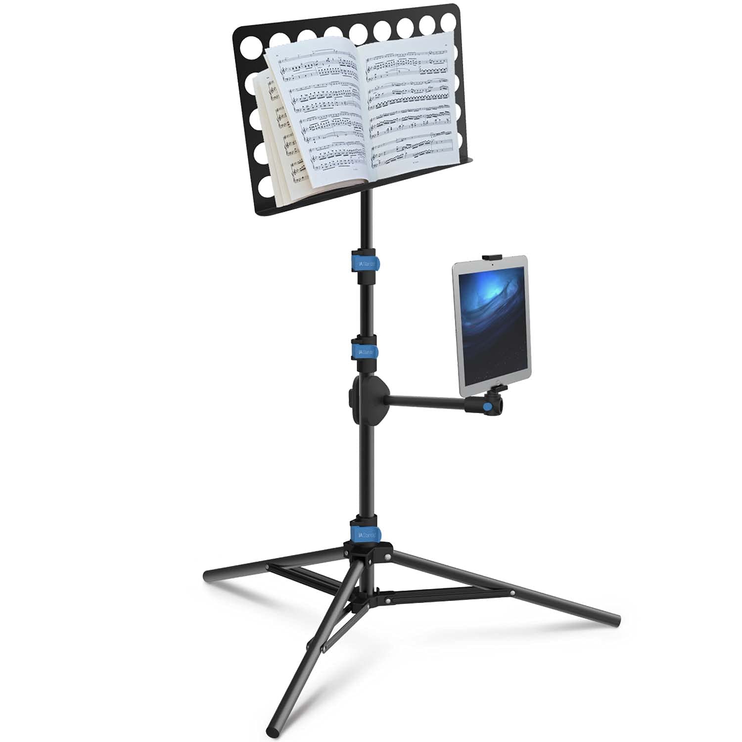 ECT3 Adjustable Music Sheet & Tablet Tripod Stand with Interchangeable Holder - Perfect for Musicians, Performers & Digital Sheet Music Readers