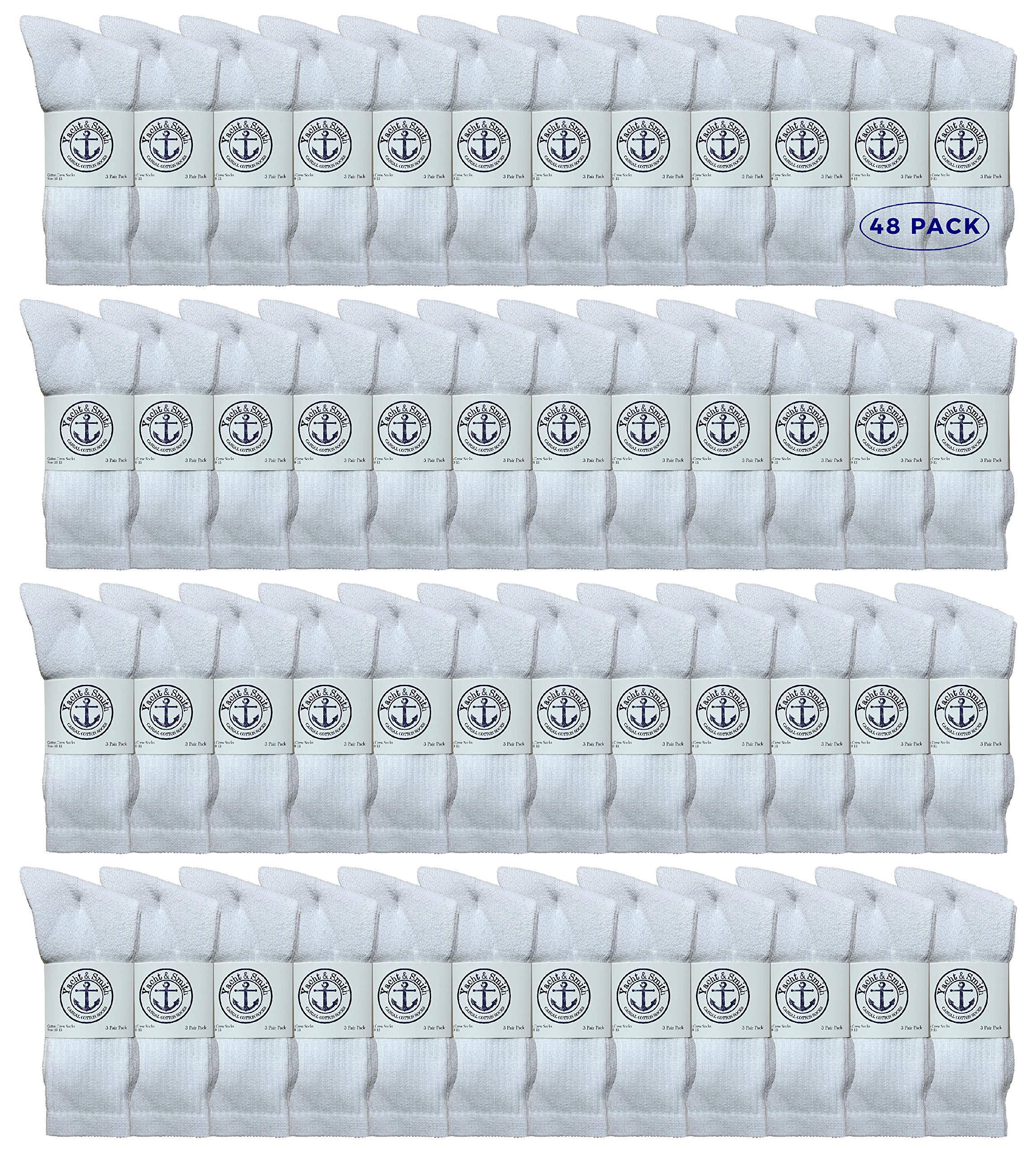 Yacht & Smith 48 Pack Men's Cotton Crew Socks - Heavy Duty Comfort Socks for Everyday Wear, Work & Sports - Perfect for Donations, Sock Drives & Charity Events