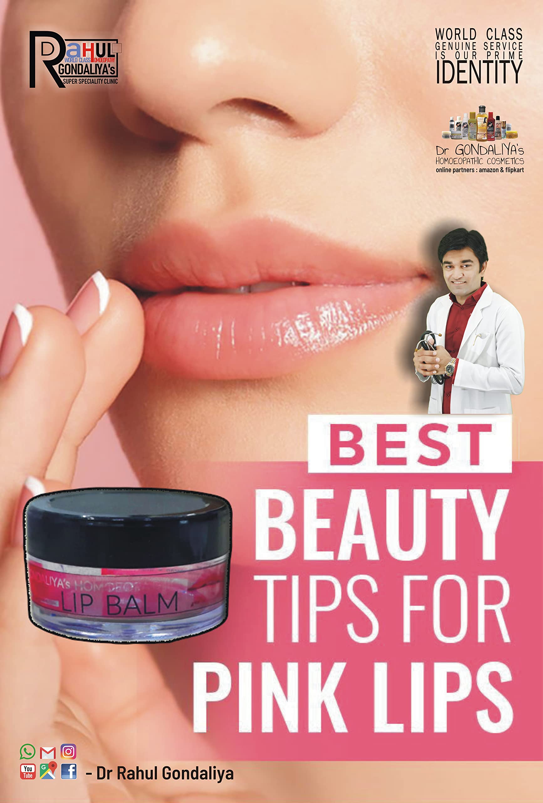 Dr. Gondaliya's Natural Lip Balm (25g) - Moisturizing & Healing for Dry, Chapped Lips - Perfect for Winter, Travel & Daily Hydration