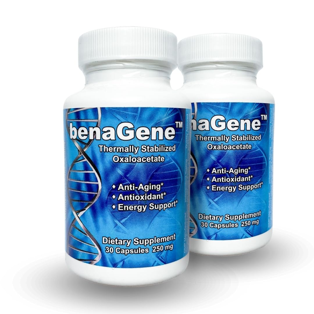 Benagene Oxaloacetate Supplement for Cellular Energy & Metabolism Support - Non-GMO Vegan Capsules with Vitamin C - 60 Day Supply - Ideal for Anti-Aging, Brain Health & Fatigue Relief