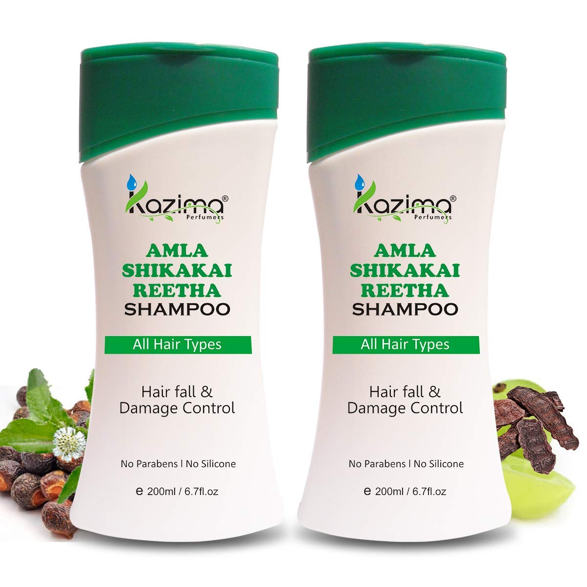 KAZIMA Amla Shikakai Reetha Shampoo with Milk Protein & Multivitamins - 200ml (Pack of 2) | Natural Hair Growth & Scalp Care for Dry, Damaged Hair | Perfect for Daily Use & Ayurvedic Hair Treatment