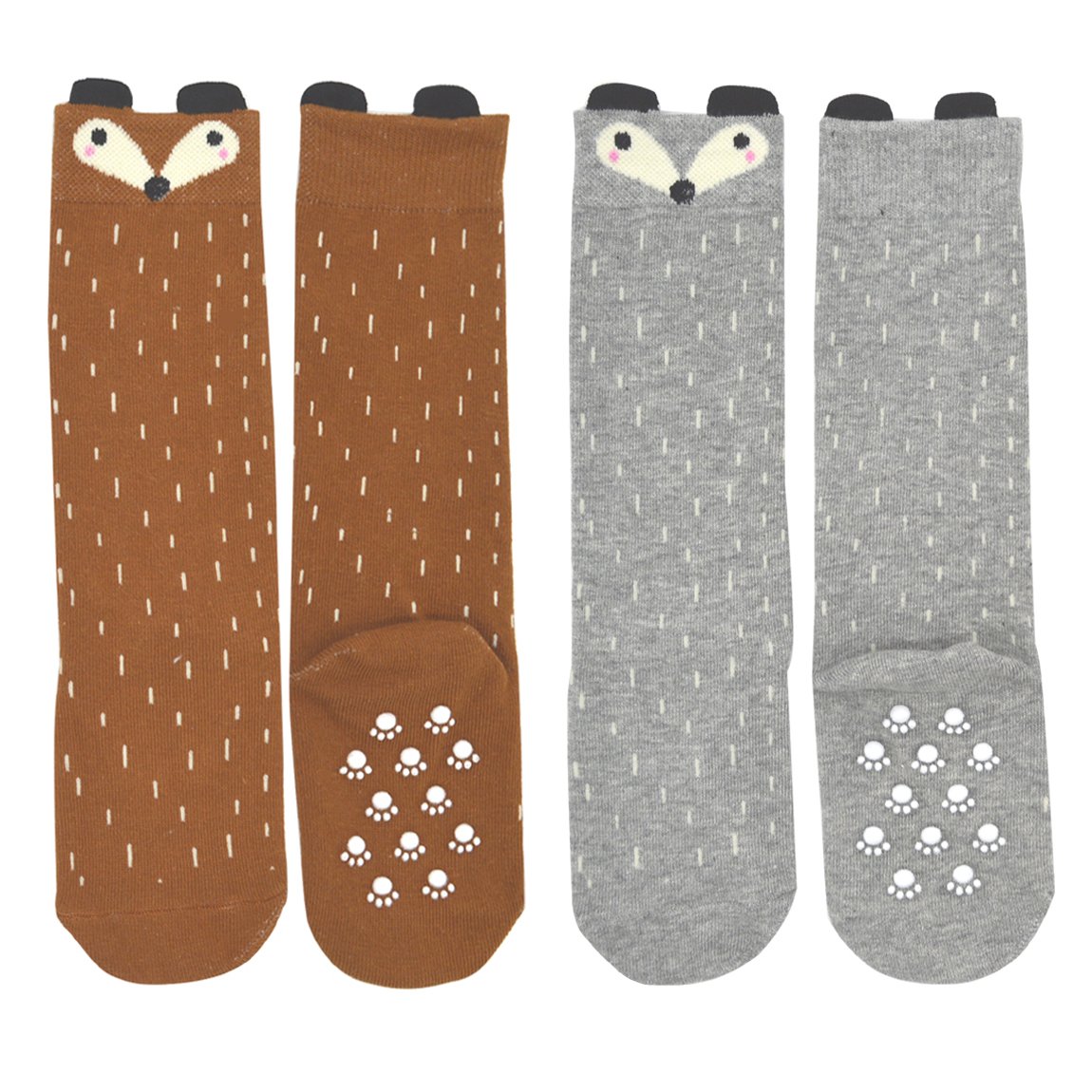Baby & Kids Knee-High Cotton Socks with Non-Slip Grips - 2 Pack | Soft & Comfortable for Playtime, School & Daily Wear