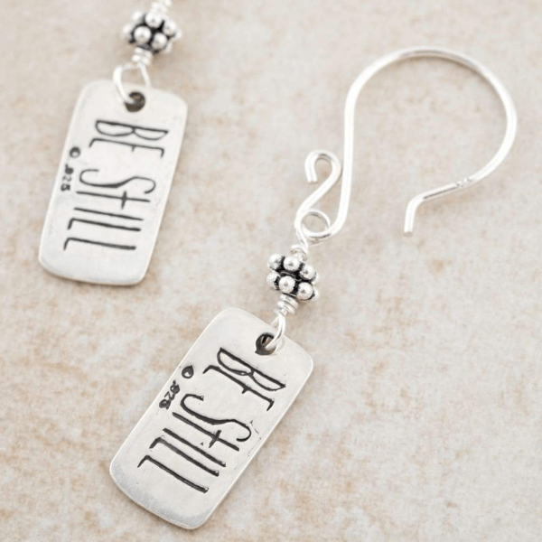 Beautiful Sterling Silver 'Be Still' Earrings with Psalm 46:10 Engraving - Perfect for Church, Bible Study & Daily Wear