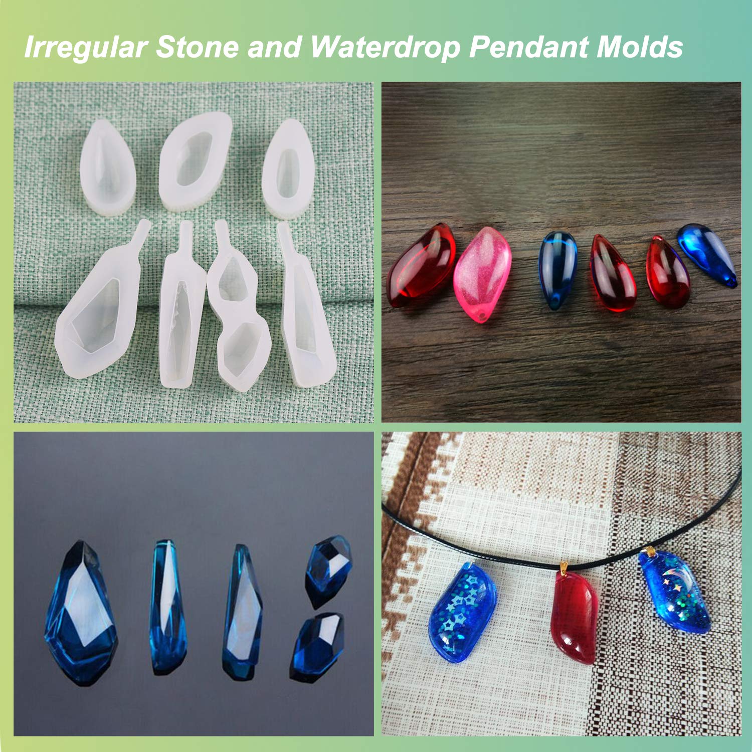 30PCS Silicone Resin Molds for Jewelry Making - UV Resin Bracelet, Pendant & Ring Molds Kit - DIY Epoxy Resin Craft Supplies for Handmade Earrings, Necklaces & Gifts