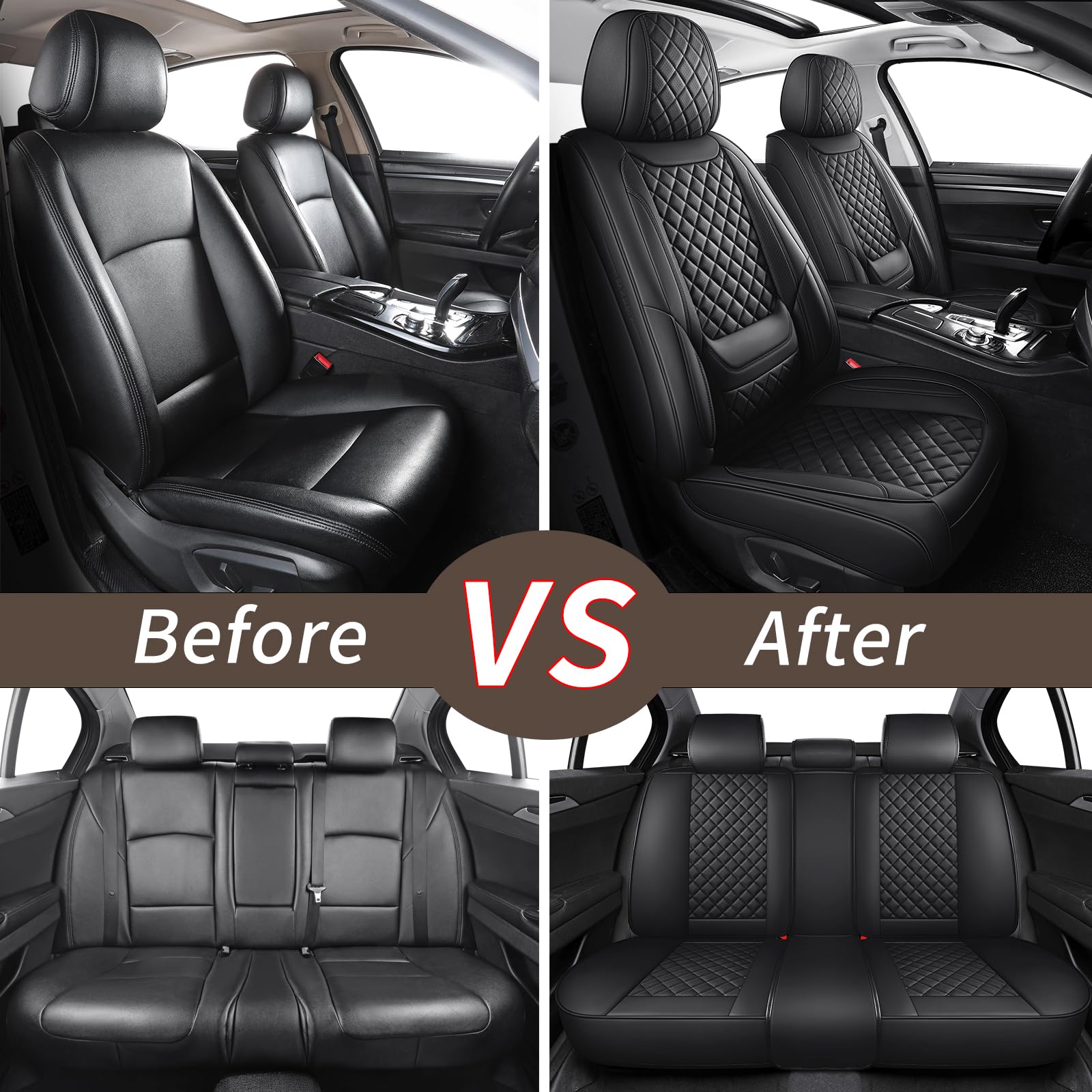 Universal Waterproof Breathable Car Seat Covers Full Set - Premium Automotive Seat Protectors for Most Cars, SUVs, Trucks & Vans (Black) | Perfect for Road Trips, Daily Commute & Pet Protection