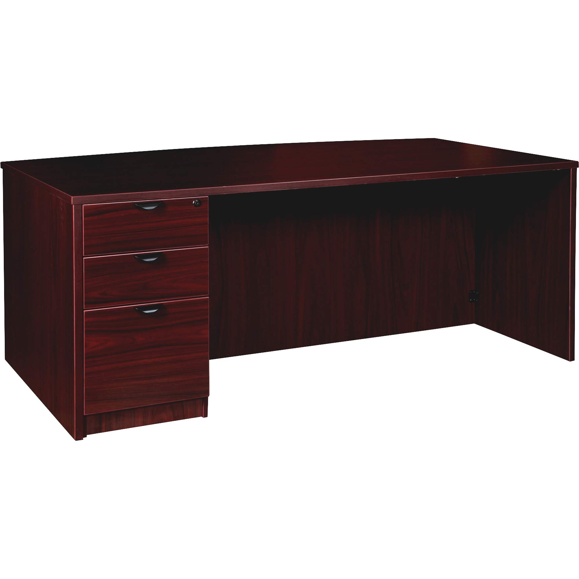 Lorell Prominence 2.0 Mahogany Laminate Left-Pedestal Bowfront Desk - Stylish Home Office Desk for Small Spaces, Perfect for Remote Work & Study