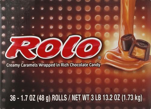 ROLO Rich Chocolate Caramels Candy Rolls - 1.7oz (36 Count) Individually Wrapped - Perfect for Halloween, Christmas Stocking Stuffers & Party Favors