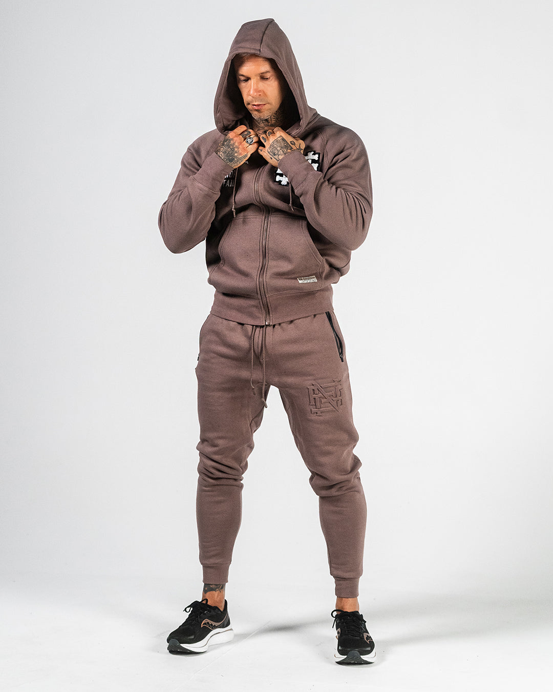 Varsity Patch Zip Up Hoodie - Earth Tone College Style Pullover for Men & Women | Perfect for Casual Wear, School Spirit, and Street Fashion