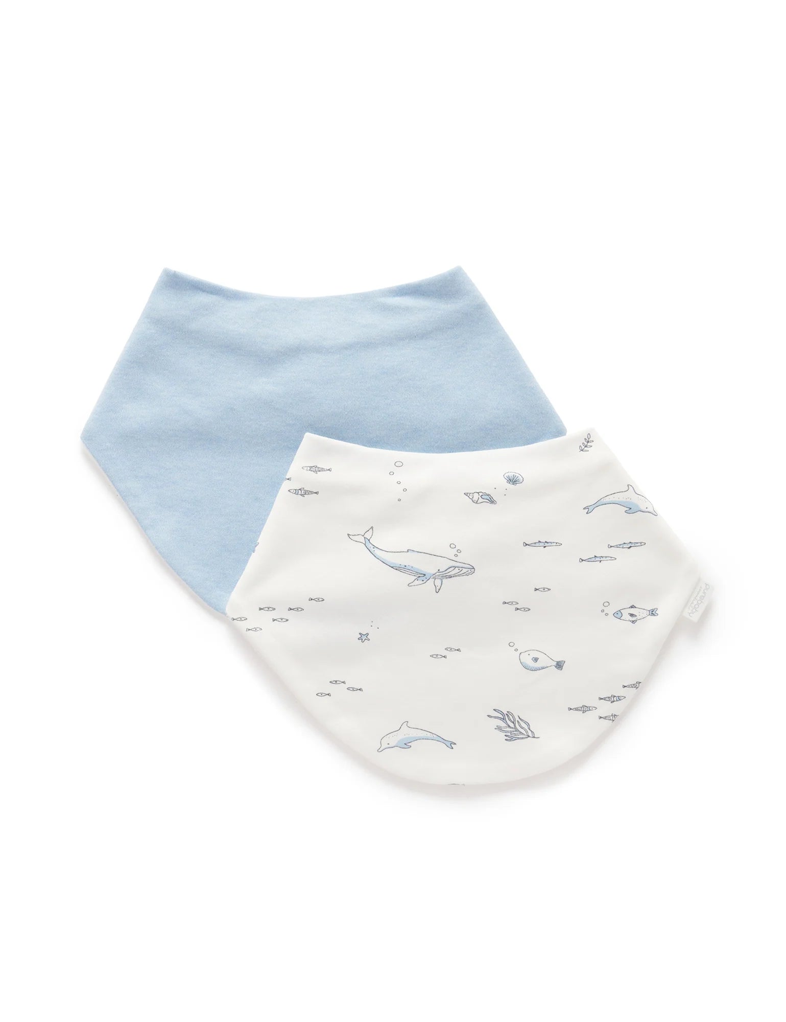 Purebaby Dribble Bibs 2 Pack - Soft Organic Cotton Baby Drool Bibs for Newborns & Infants | Vanilla Nautical Design | Perfect for Feeding, Teething & Everyday Use