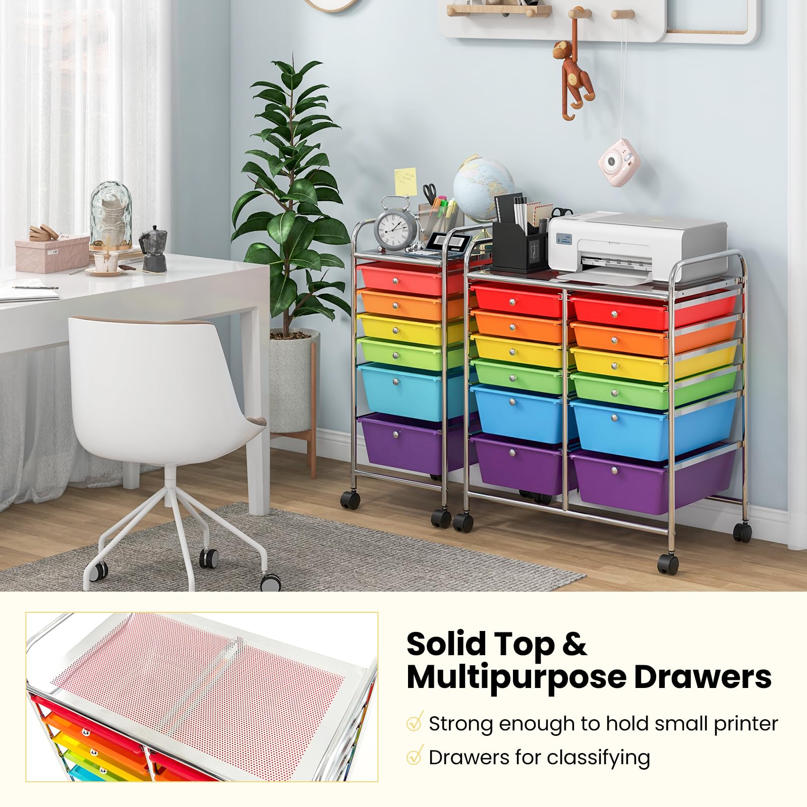 Giantex 12-Drawer Rolling Storage Cart - Mobile Organizer for Tools, Scrapbook Paper, Office & School Supplies | Perfect for Craft Rooms, Workshops & Classroom Organization