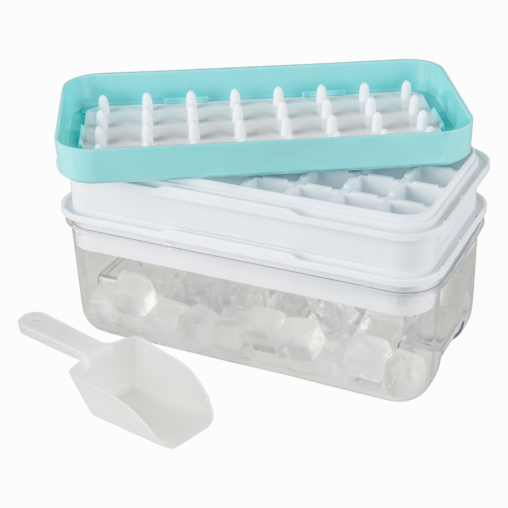 One-Push Silicone Ice Cube Tray with Airtight Storage Box - Perfect for Cocktails, Smoothies & Home Freezer Organization