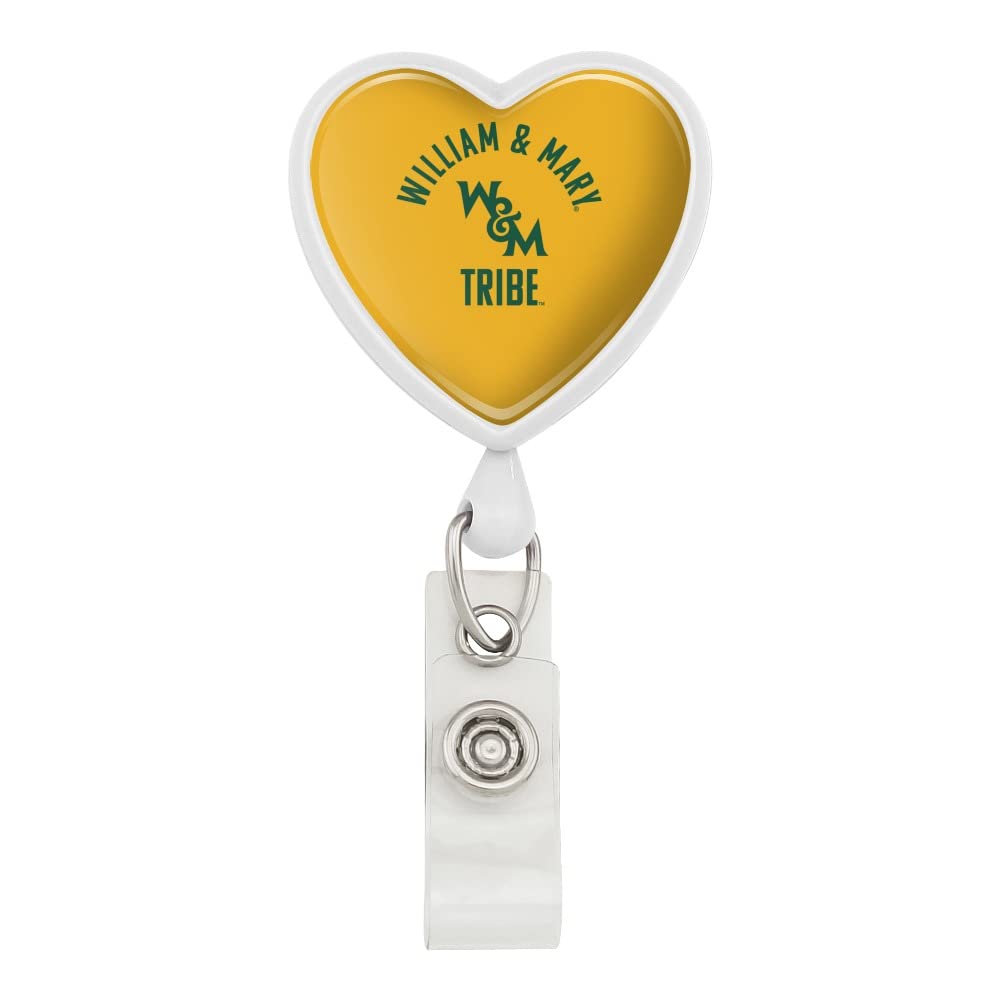 William & Mary Tribe Heart Lanyard with Retractable Reel - Premium Badge ID Card Holder for Students, Faculty & Alumni - Perfect for Campus, Work & Events