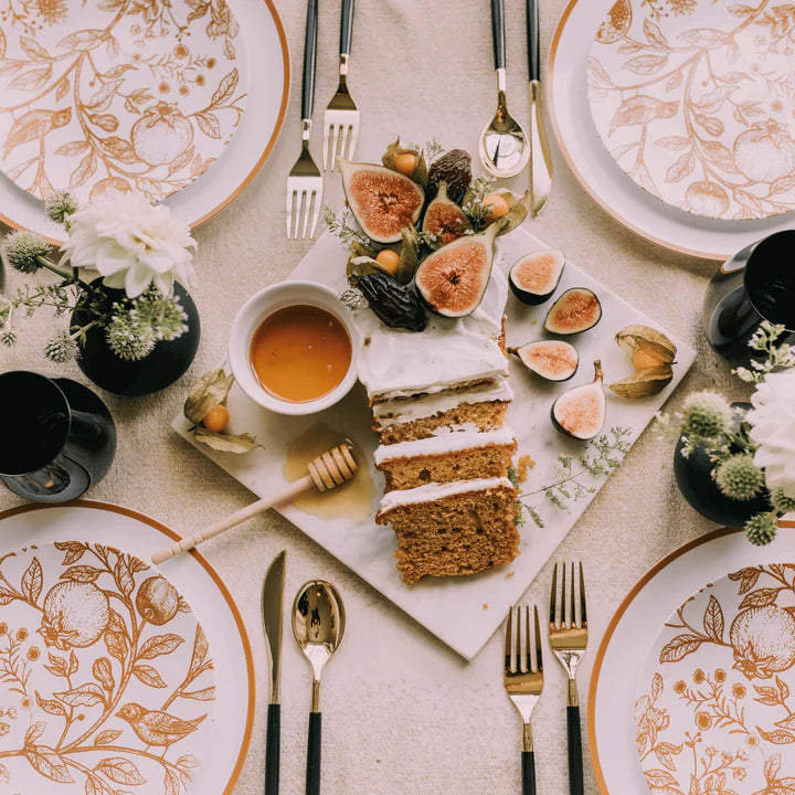 Rimonim Design Round Plastic Plates - Durable & Stylish Disposable Dinnerware for Parties, Picnics, and Events