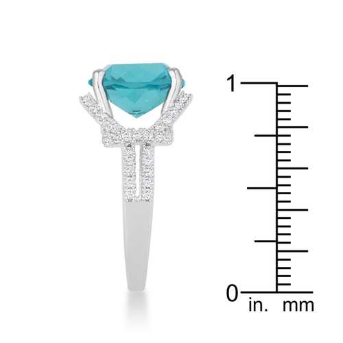 Charlene 6.2 Carat Aquamarine Cubic Zirconia Rhodium Plated Elegant Statement Ring for Women - Perfect for Weddings, Parties & Special Occasions
