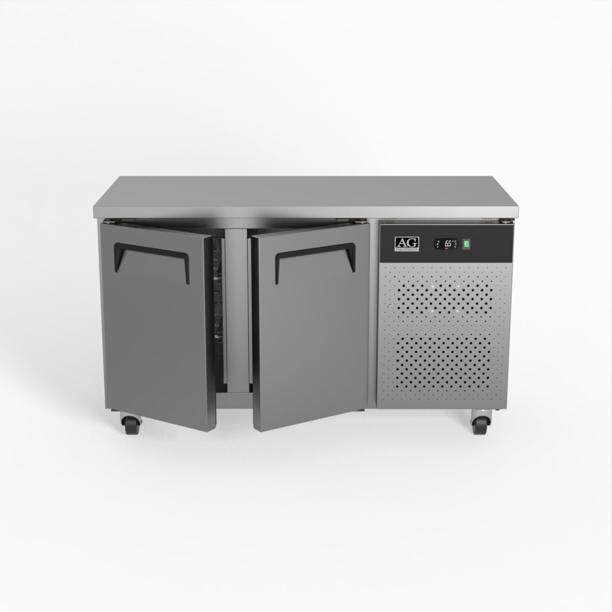Commercial Refrigerator - AG Two Door Under Counter Fridge for Restaurants, Bars & Kitchens | Energy Efficient Stainless Steel Worktop Freezer with Adjustable Shelves