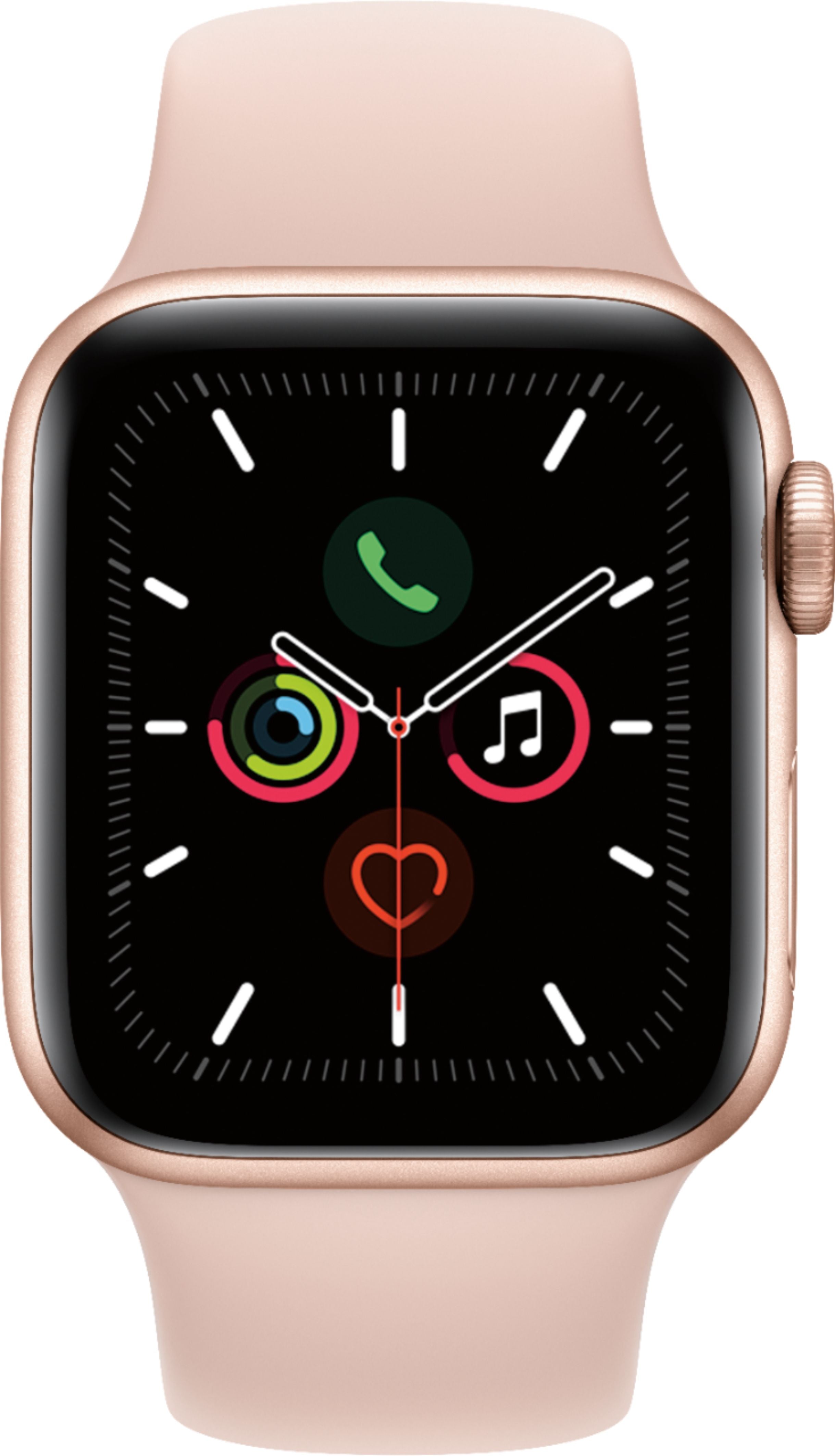 Apple Watch Series 5 (GPS + Cellular) 40mm Gold Aluminum Case with Pink Sand Sport Band - Smartwatch for Fitness Tracking, Calls & Notifications - Perfect for Running, Swimming & Everyday Use
