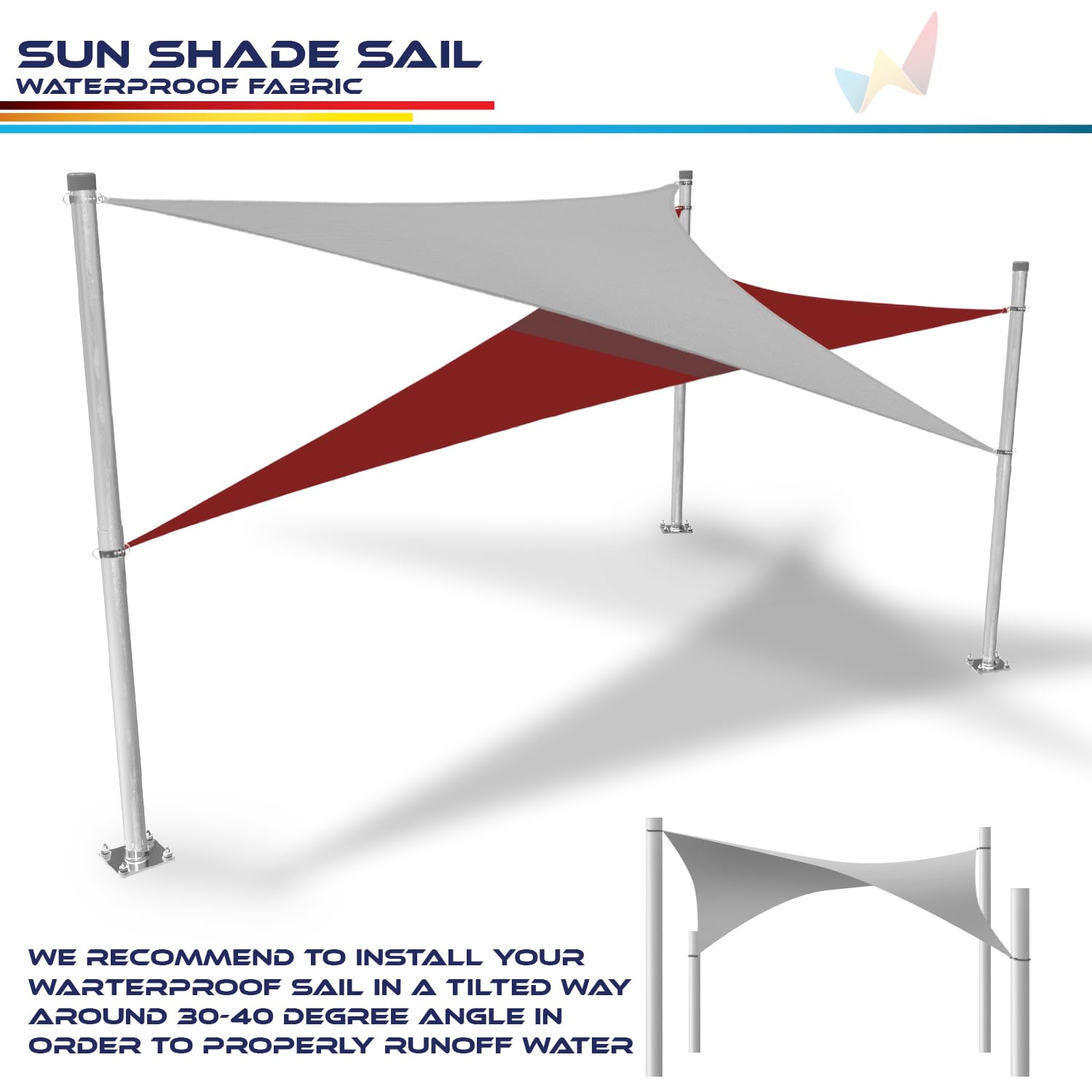 9'x16' Waterproof Rectangle Sun Shade Sail - UV Block Canopy Cover for Backyard, Patio, Deck, Balcony, Pergola & Garden - Light Gray | Outdoor Shade Solution for Summer & Hot Weather