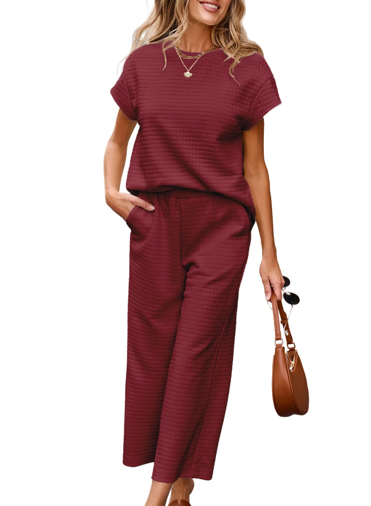 SHEWIN Women's 2-Piece Spring Sweatsuit Set - Casual Pullover Top & Wide Leg Sweatpants Lounge Outfit for Home, Travel & Everyday Comfort