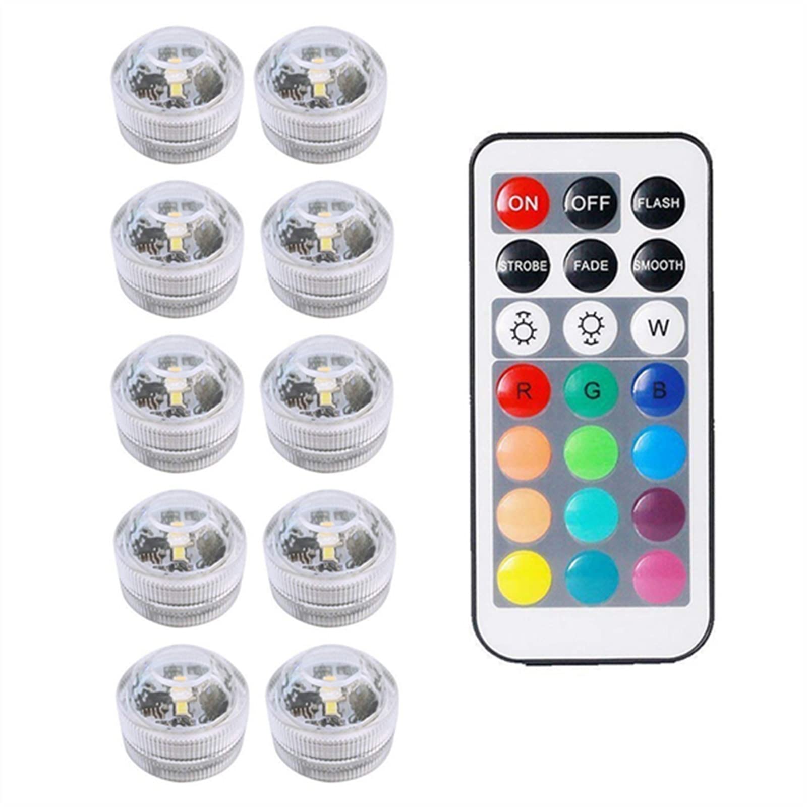 Waterproof Submersible LED Pool Lights with Remote Control - RGB Multicolor Underwater Pond Lights for Vase, Bowl, Lantern | Battery Powered Flameless Tea Lights | Perfect for Pools, Ponds, Garden Decor & Romantic Ambiance