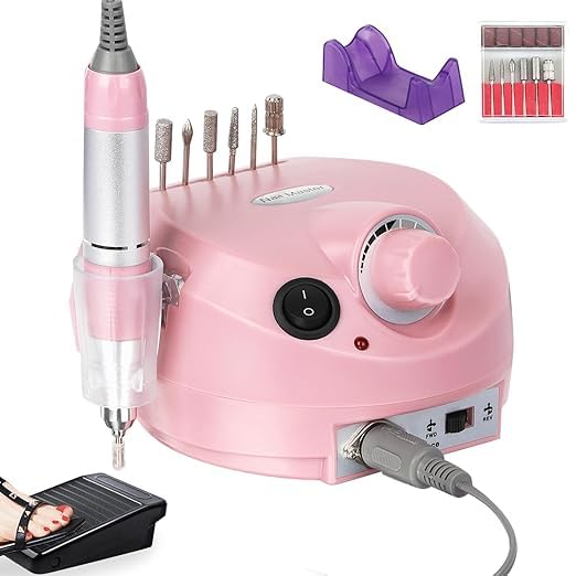 30000RPM Professional Electric Nail Drill Machine - Cordless Efile for Acrylic, Gel & Dip Powder Nails | Includes 6 Sanding Bands & 6 Drill Bits | Perfect for Home Salon, Manicures & Pedicures | Ideal for Nail Artists & DIY Enthusiasts