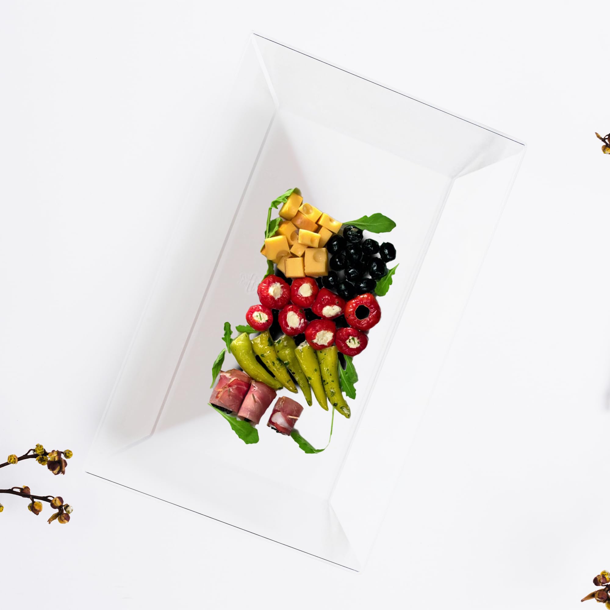 Smarty Had A Party 120 Elegant Disposable Plastic Dessert Plates - Heavy Duty Clear Rectangle Appetizer & Salad Plates for Weddings, Birthday Parties, Baby Showers & Special Events - Perfect for Catering, Buffets & Home Entertaining