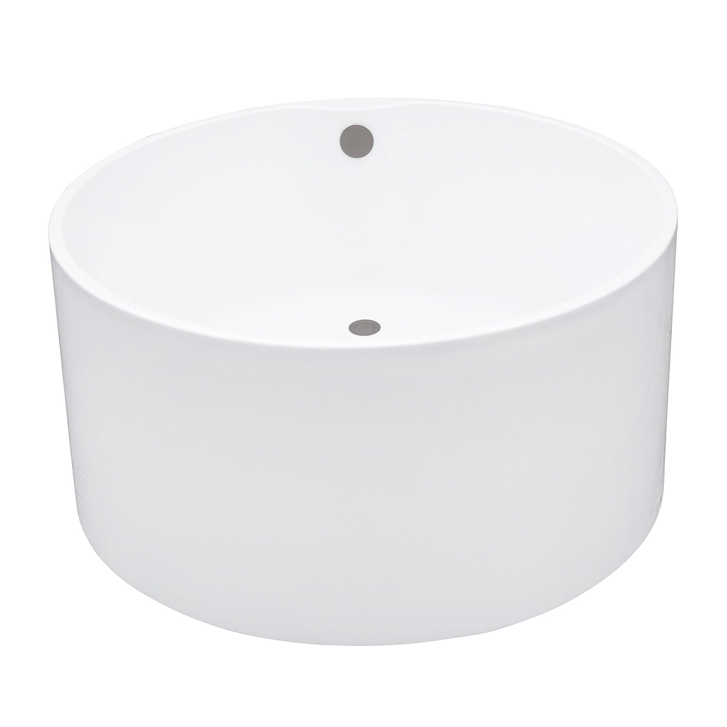 Aqua Eden 45 Inch Acrylic Freestanding Bathtub - Round Double-Ended Soaking Tub with Overflow Drain, Glossy White & Brushed Nickel Finish | Spa-Like Relaxation for Master Bathroom or Luxury Home Retreat
