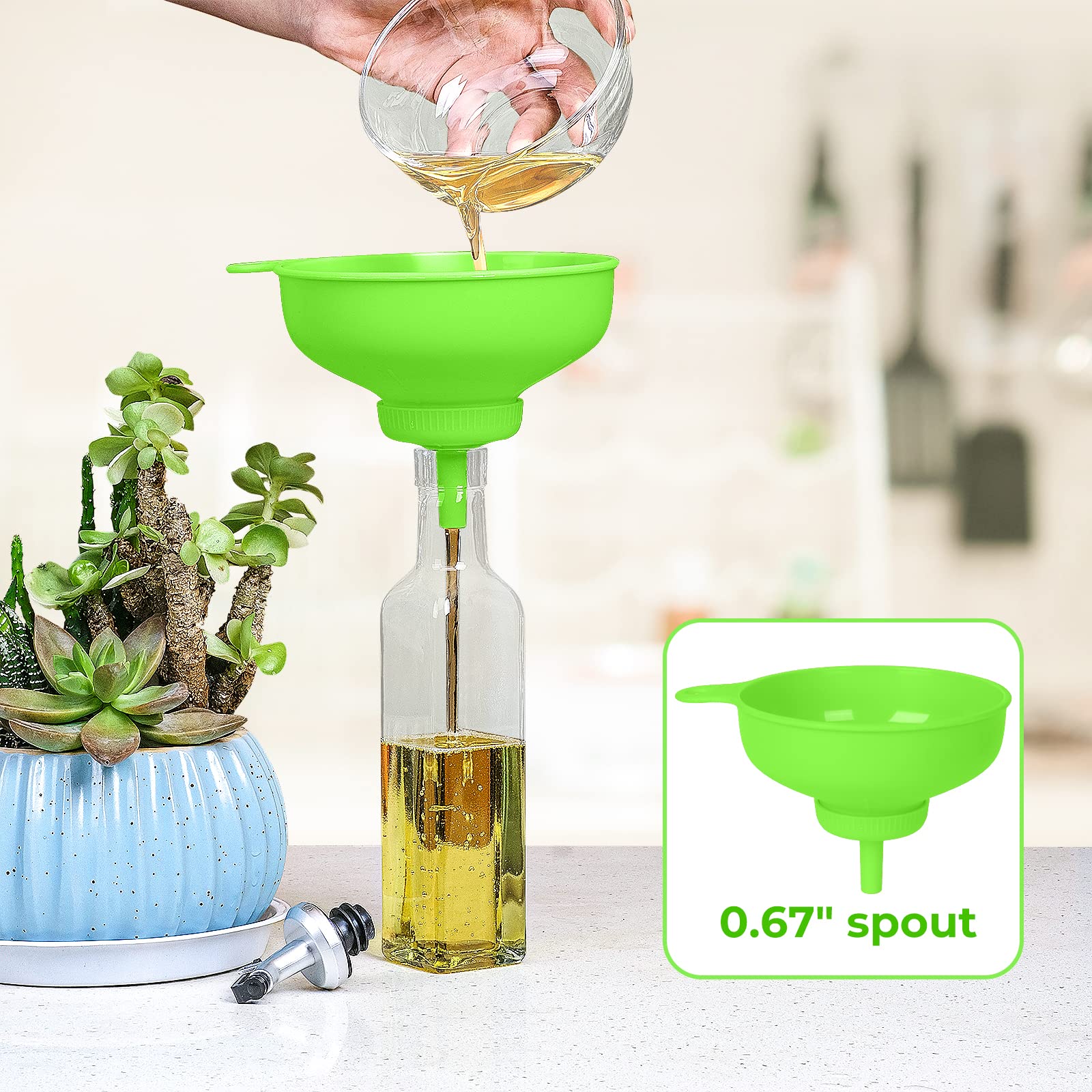 Wide Mouth Kitchen Funnel Set - 4 Size Food Grade Plastic Cooking Funnel for Mason Jars, Oil Bottles & Spice Containers - Perfect for Canning, Baking, DIY Shampoo & Sauce Making