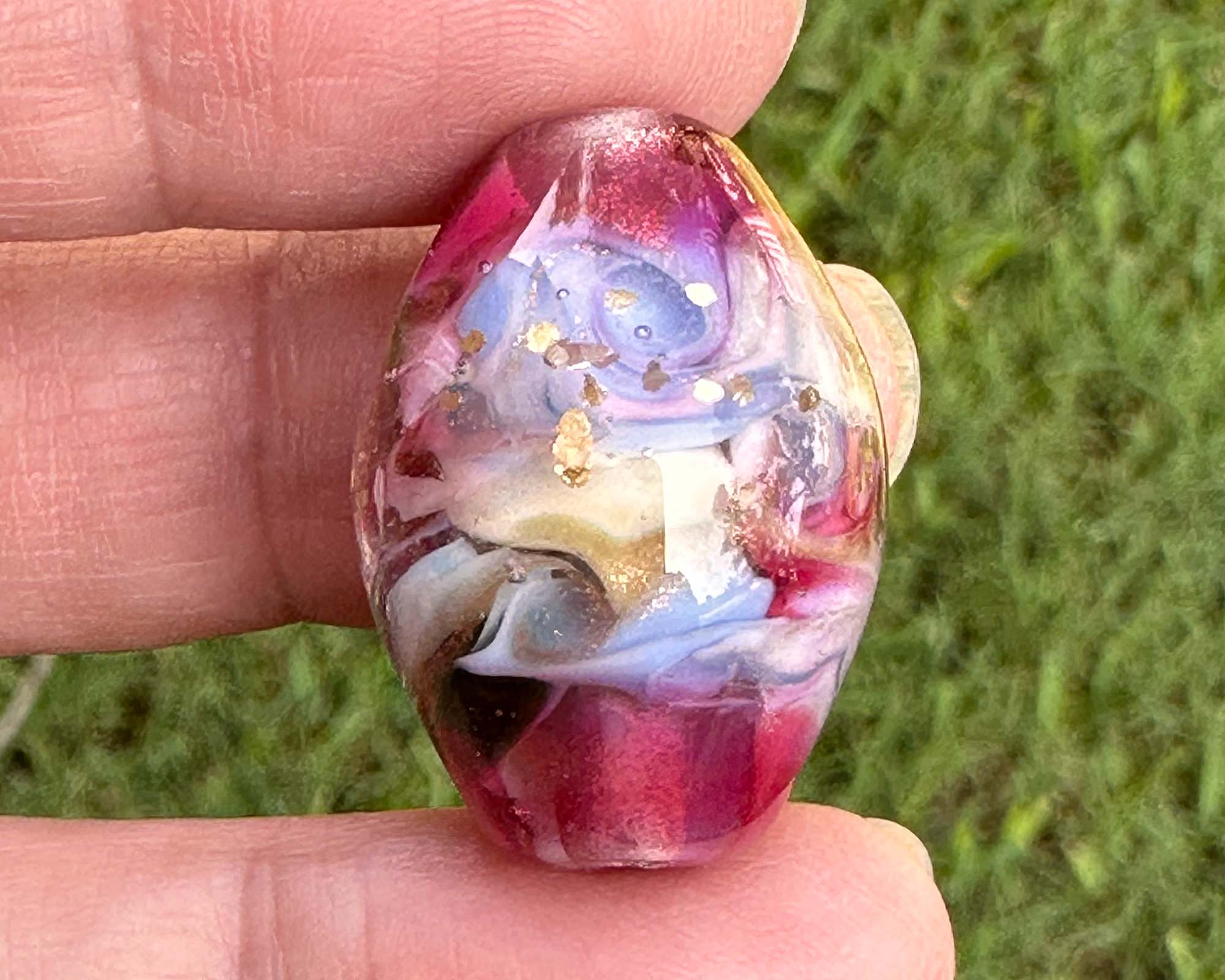Dreamy Pink Shimmer Lampwork Glass Focal Bead for Jewelry Making - Handmade SRA Artisan Bead for Necklaces, Bracelets & DIY Craft Projects