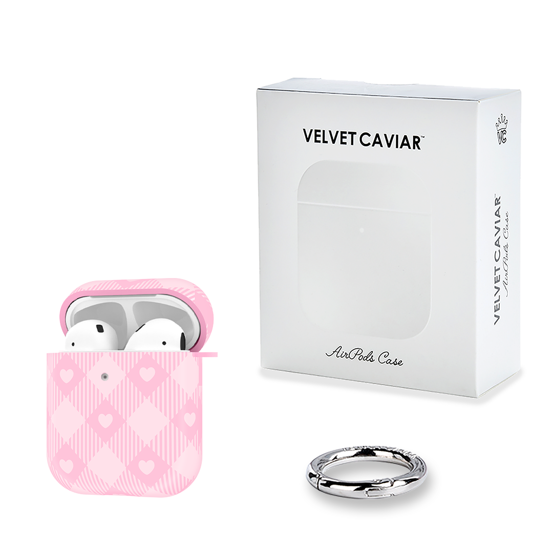 Cute Pink Gingham AirPods Case for Girls - Trendy Protective Cover for AirPods 1/2/3/Pro - Perfect for School, Work & Travel Accessories