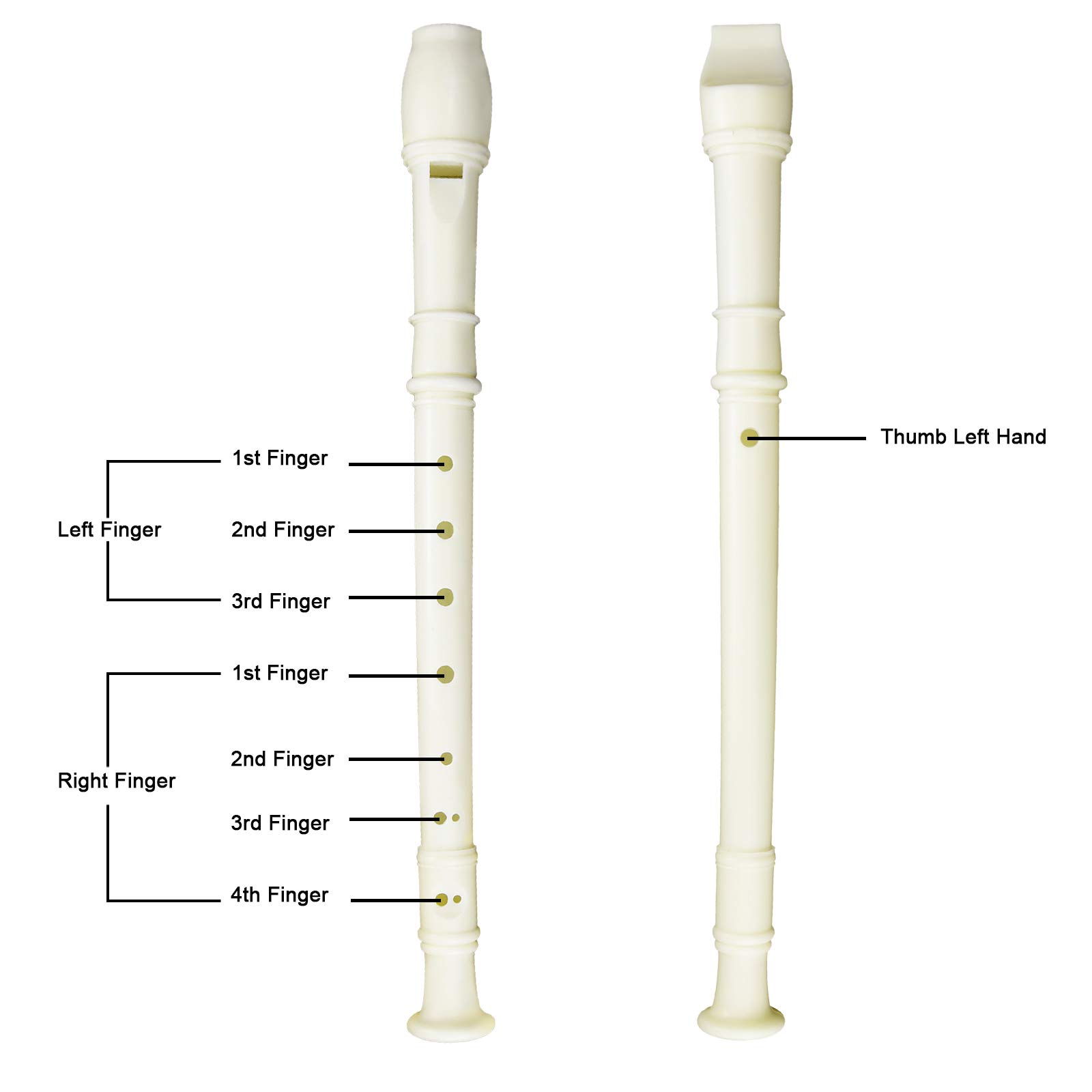 12 Pack German Style 8 Hole Soprano Recorders - White Plastic Descant Flute with Cleaning Rod | Perfect for Beginners, School Music Class, Graduation Gifts & Back to School Supplies | Classroom, Band Practice & Home Learning Instrument