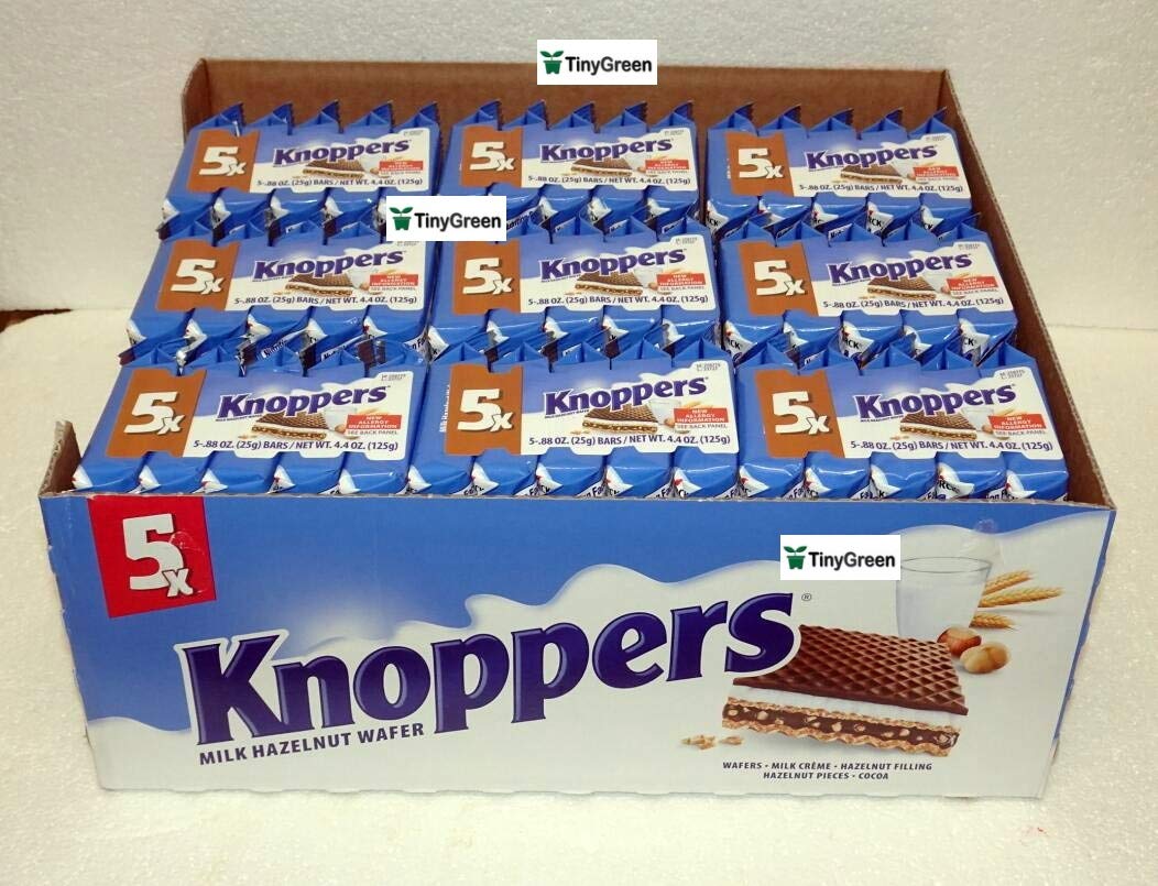 Knoppers Milk Hazelnut Wafer Snacks - Bulk Pack of 90 Individually Wrapped Bars (25g Each) - Perfect for Office Snacks, School Lunches & On-the-Go Treats