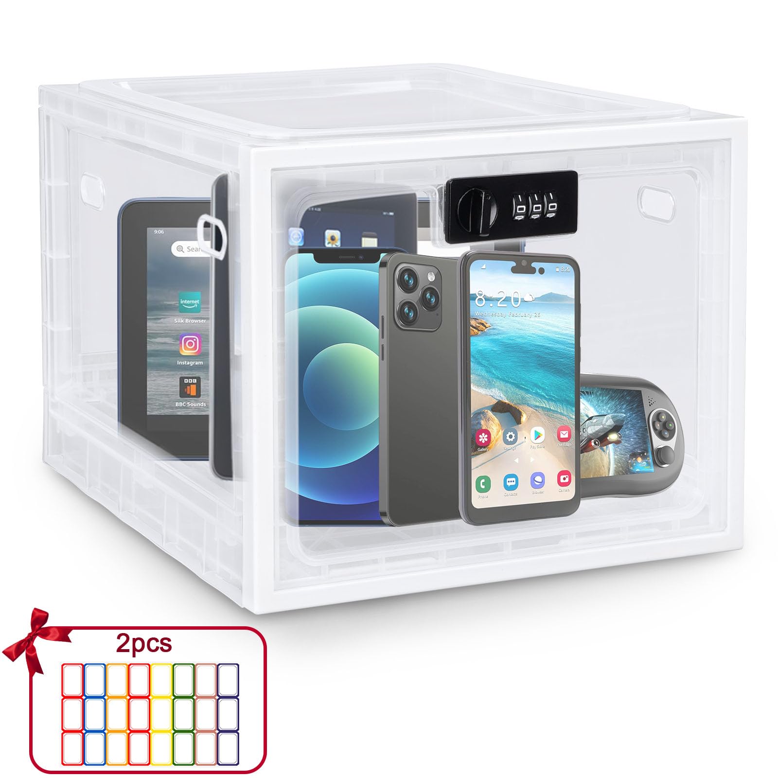 Secure Combination Lock Box for Personal Items - Office, School, Medicine, Snacks & Electronics Storage - White Lockable Storage Container (1 Pack) | Perfect for Lockers, Home Organization & Phone Jail Time Management