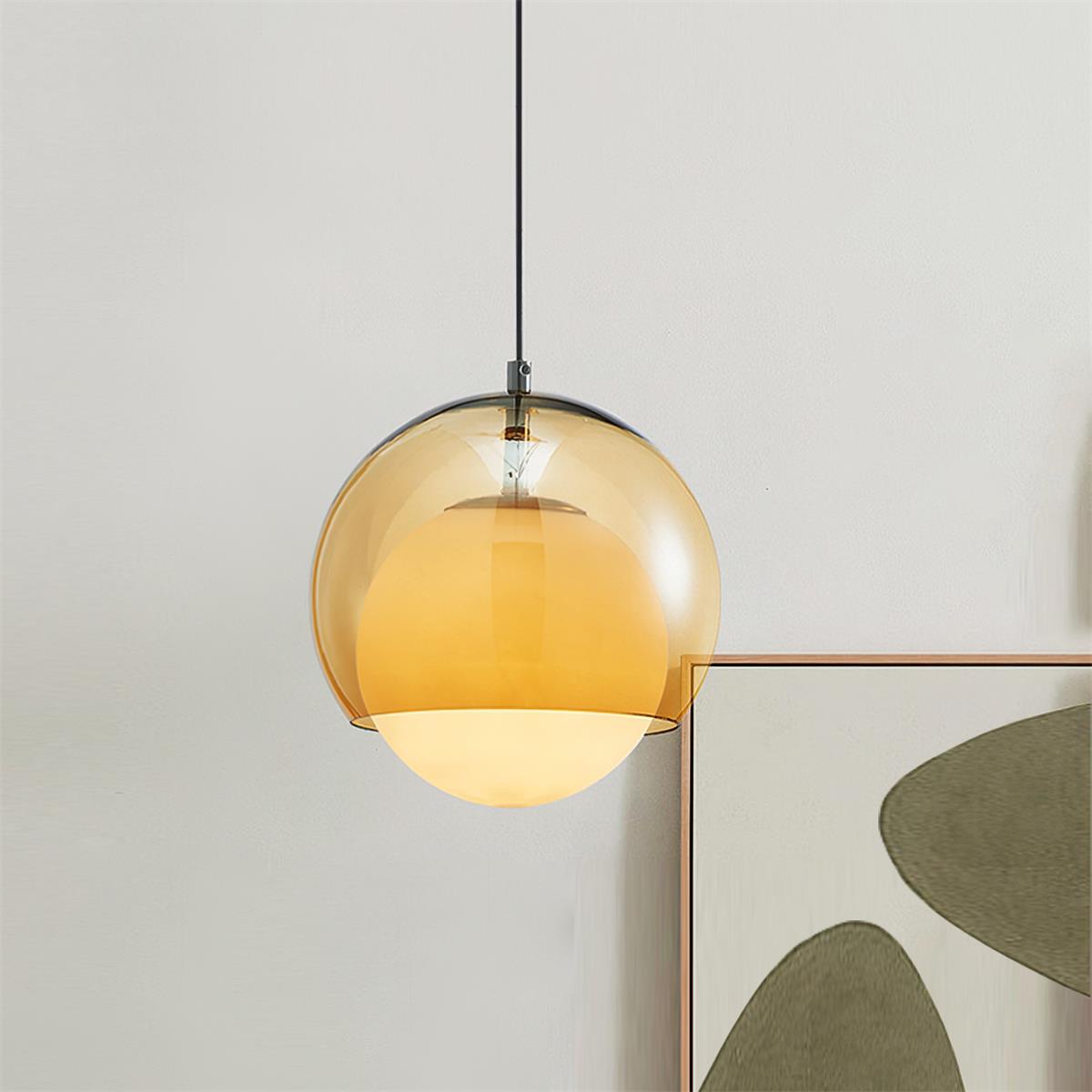 Elegant Misty Glass Pendant Lamp - Modern Hanging Light Fixture for Dining Room, Kitchen Island, Bedroom & Living Room Decor