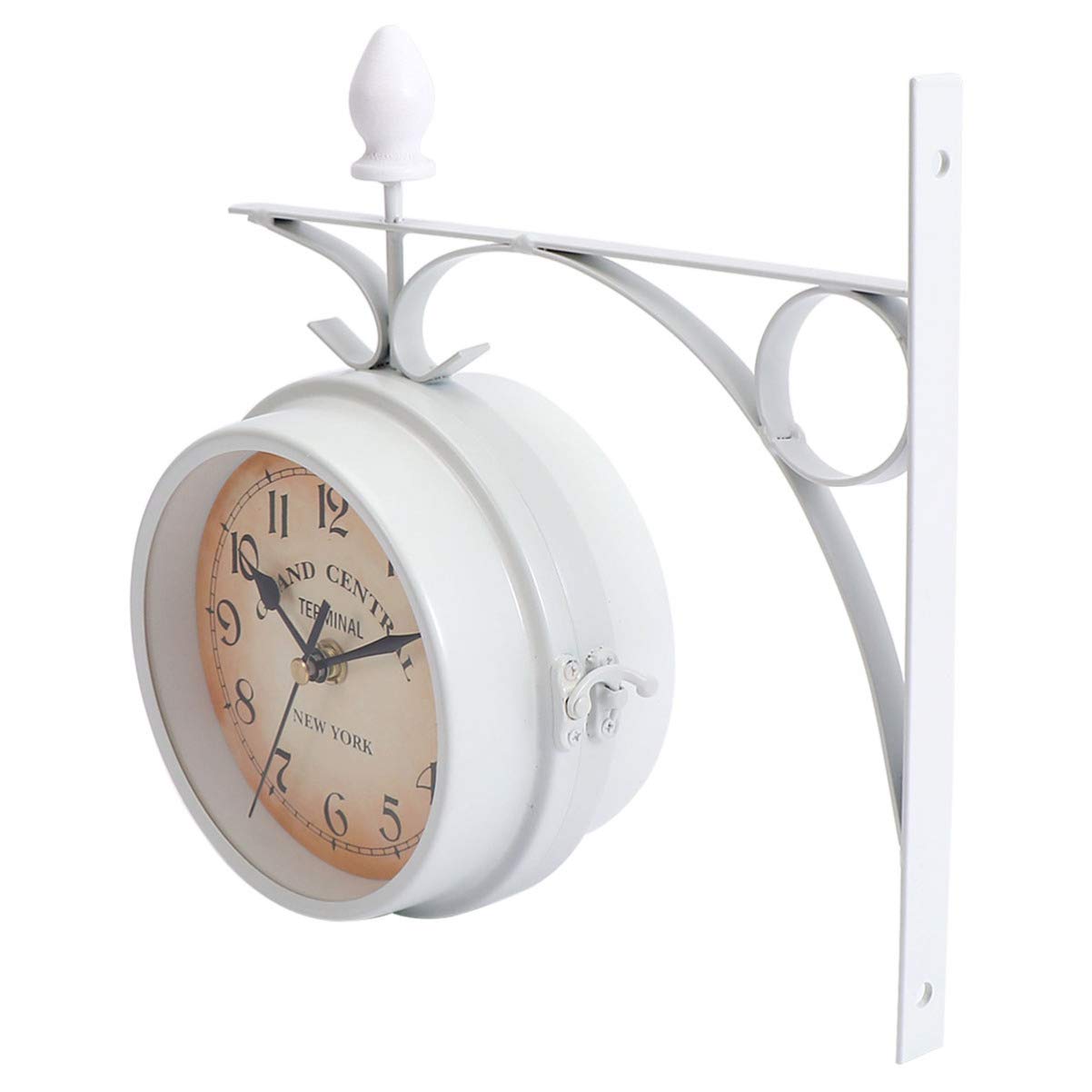 VOSAREA Antique European Style Double Sided Round Wall Clock - Elegant Home & Garden Decor for Living Room, Bedroom, Office | Silent Non-Ticking Hanging Clock with Roman Numerals
