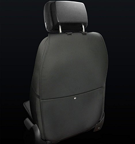 Universal Car Seat Back Protectors - 2 Pack Black Kick Mats with Storage Pocket for Kids & Adults | Waterproof & Stain-Resistant | Perfect for Family Road Trips & Daily Commutes