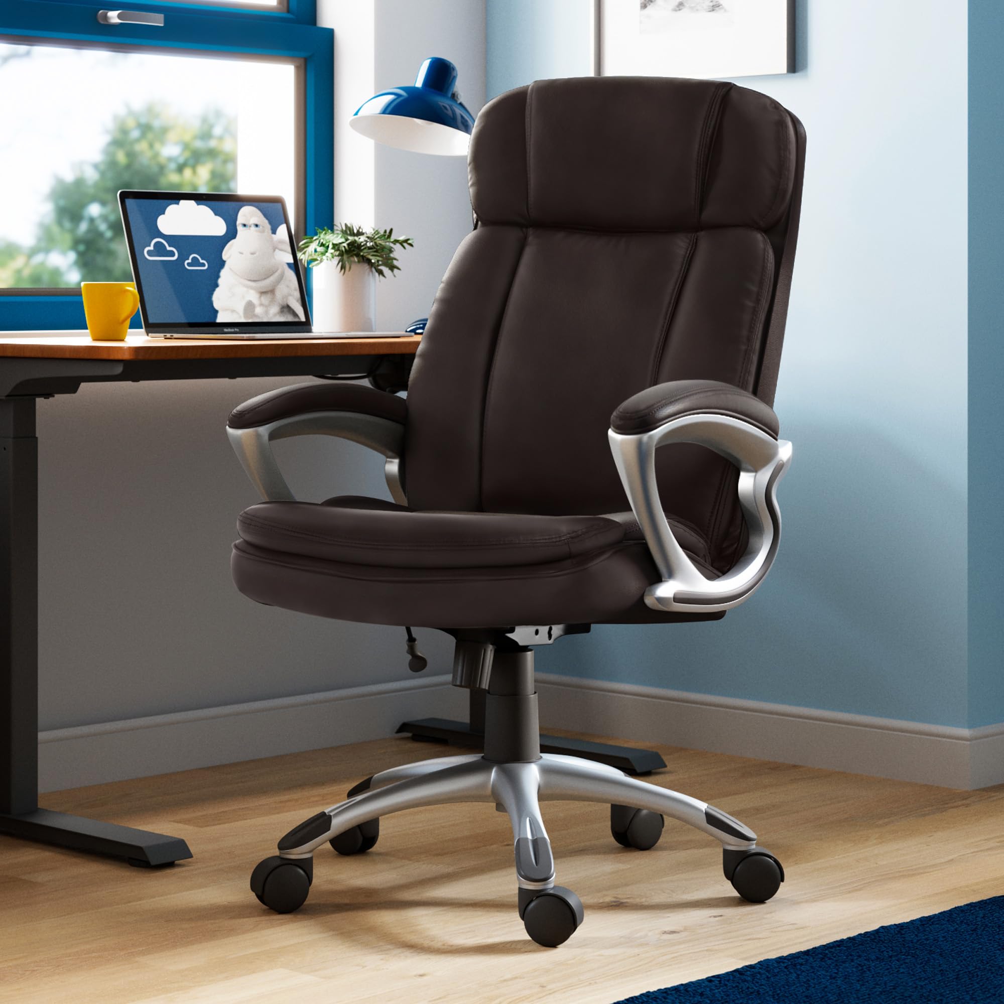 Serta Fairbanks Big and Tall High Back Executive Office Chair - Ergonomic Gaming Computer Chair with Layered Body Pillows & Contoured Lumbar Support (Brown) | Perfect for Home Office, Gaming Setup & Workspace Comfort