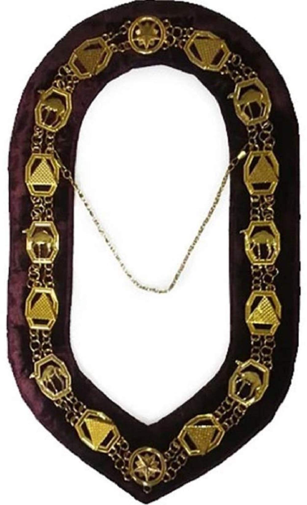 Masonic Chain Collar Necklace - 14K Gold Plated Maroon Jewelry for Men | Masonic Gifts, Freemason Accessories & Formal Occasions