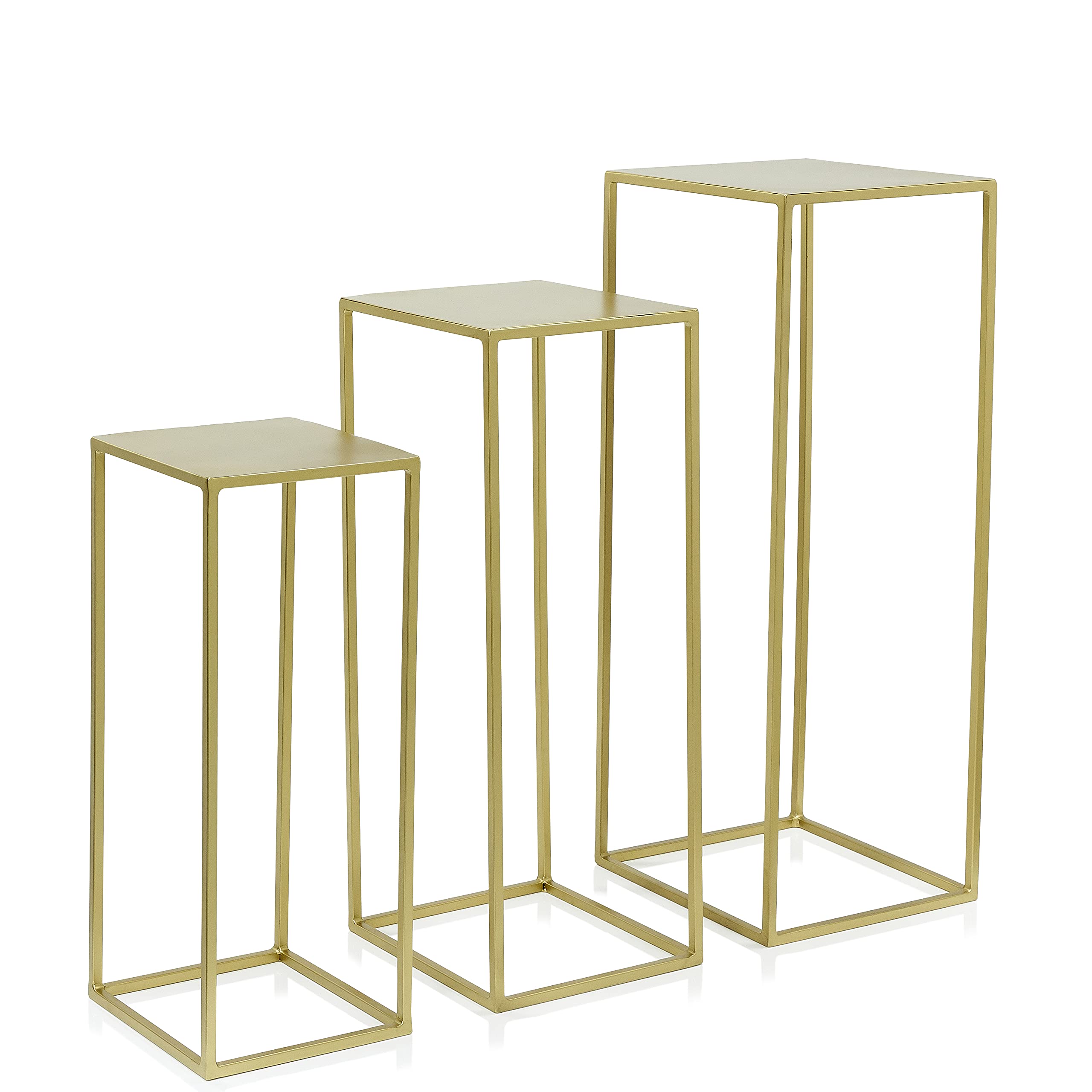 Kimisty 3-Piece Gold Plant Stand Set - Rust-Free Tiered Pedestal Display for Wedding Centerpieces, Home Decor & Flower Arrangements | Perfect for Living Room, Patio & Event Decor