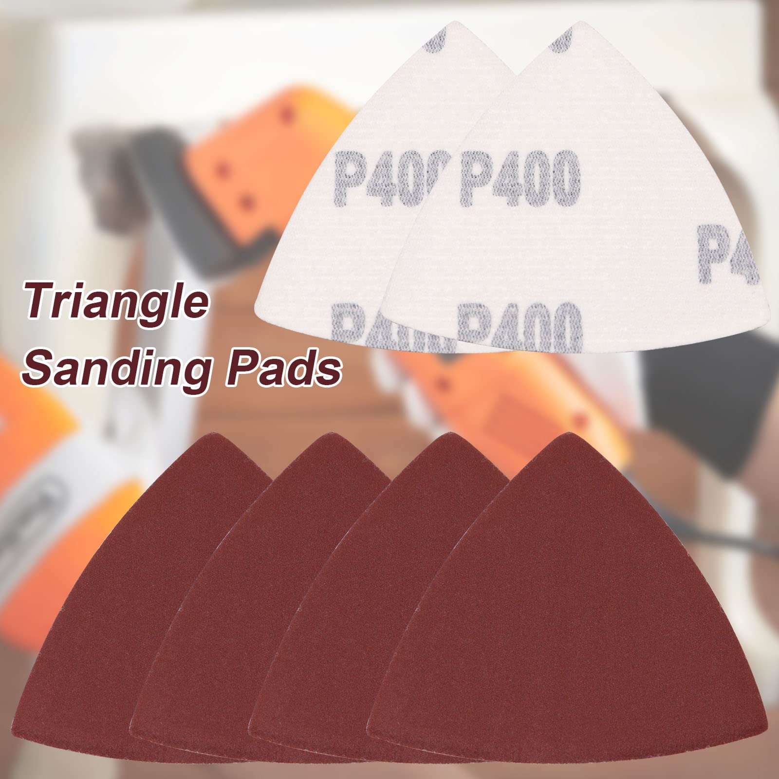120 Pcs 400 Grit Triangle Sanding Pads for Oscillating Multi Tool - 3-1/8