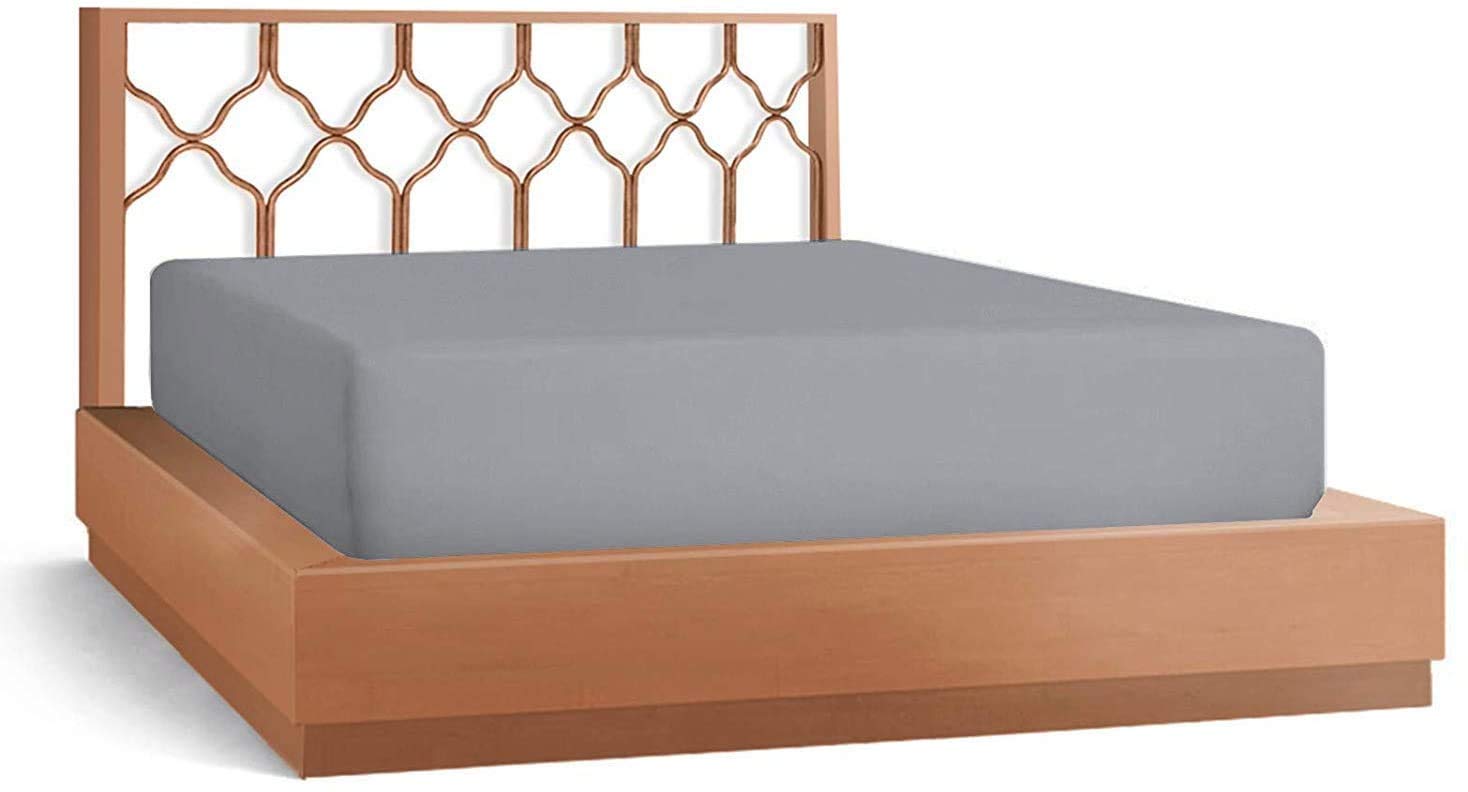 Premium 100% Egyptian Cotton King Fitted Sheet - 800 Thread Count Silver Solid Deep Pocket (30