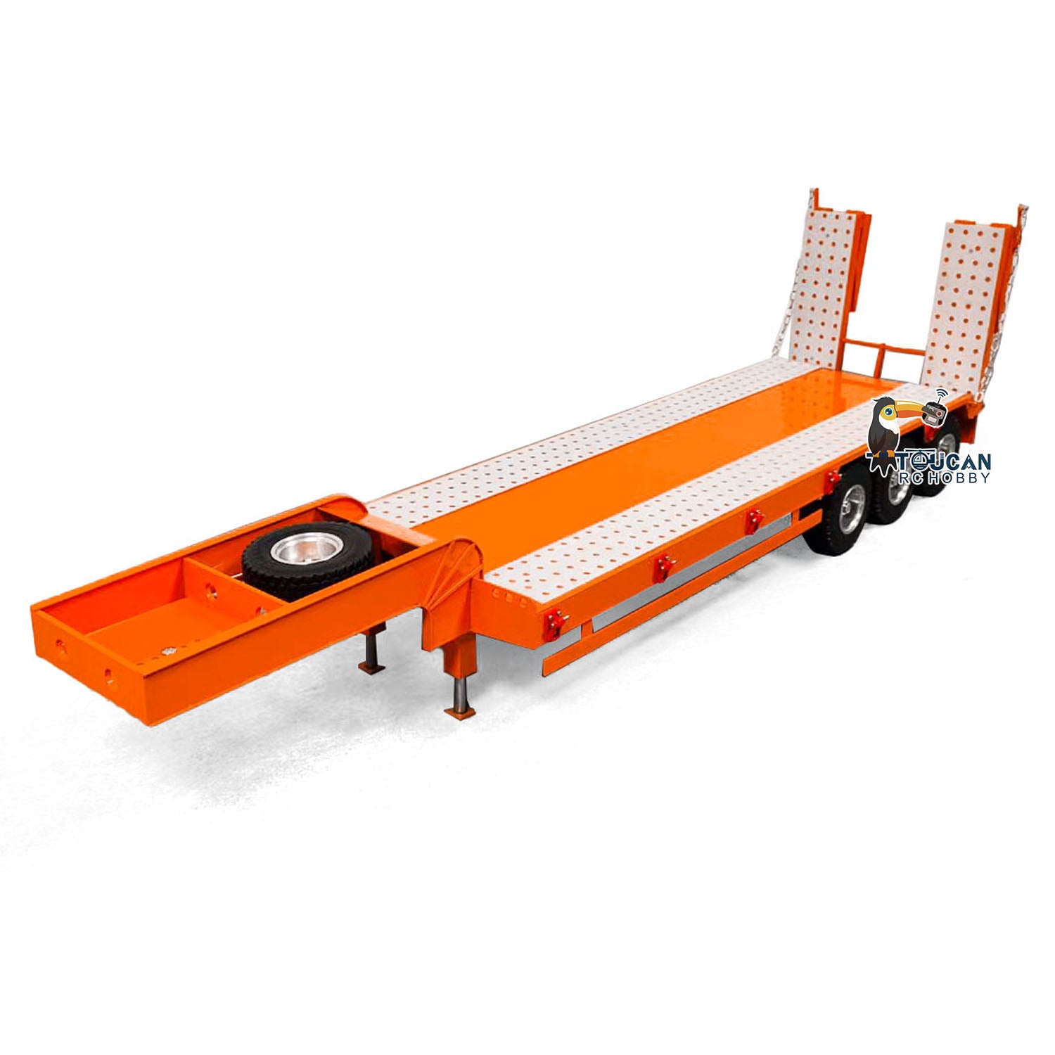 1/14 Scale 3 Axles Metal RC Trailer with Electric Tailboard - Compatible with RC Tractor, Radio Controlled Trucks & Electric Cars - Perfect for Off-Road Hauling & Construction Simulation