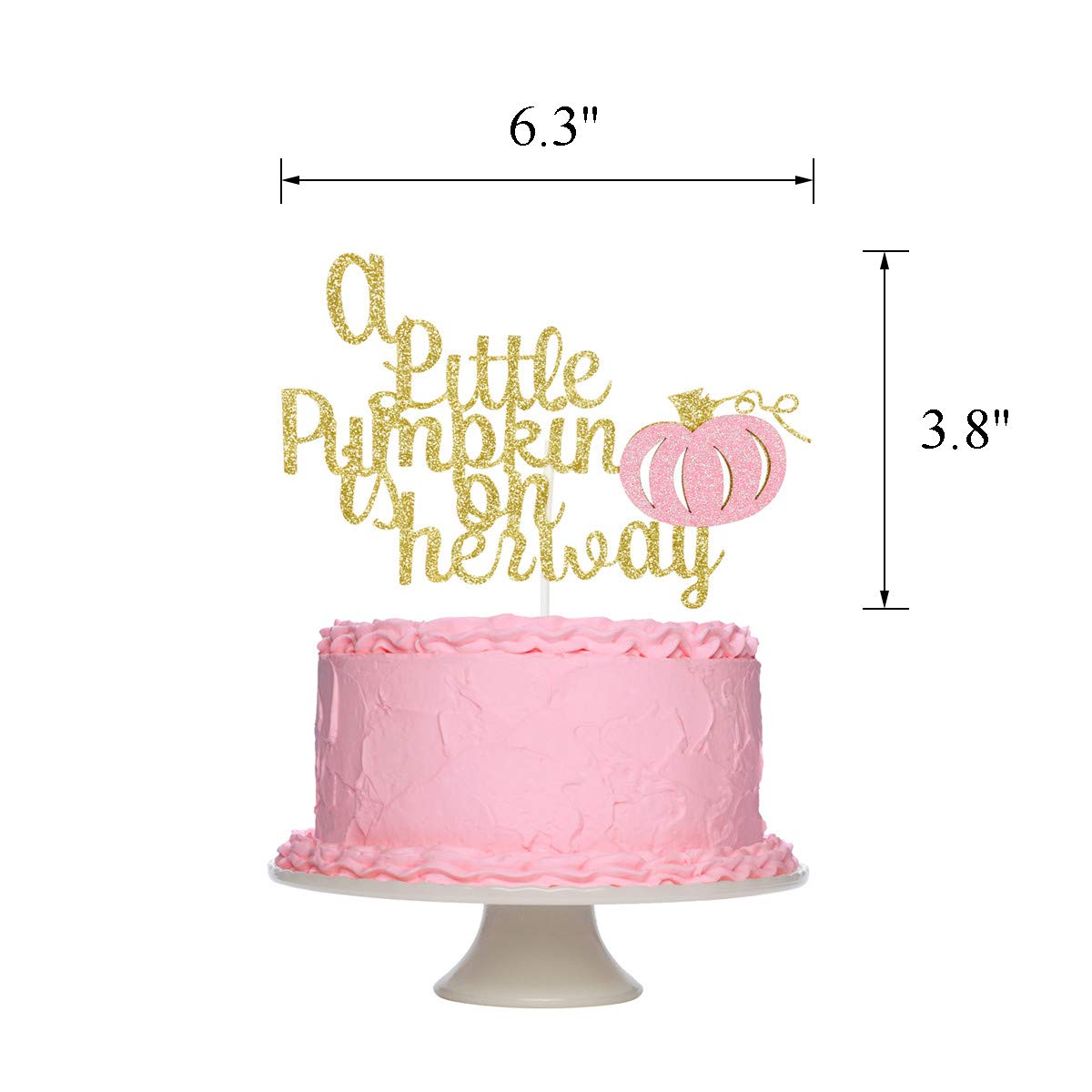 Pink Glitter Little Pumpkin Cake Topper - Fall Baby Shower Decor for Girls | Pumpkin Theme Party Cake Decoration | Perfect for Autumn Baby Showers & Gender Reveals