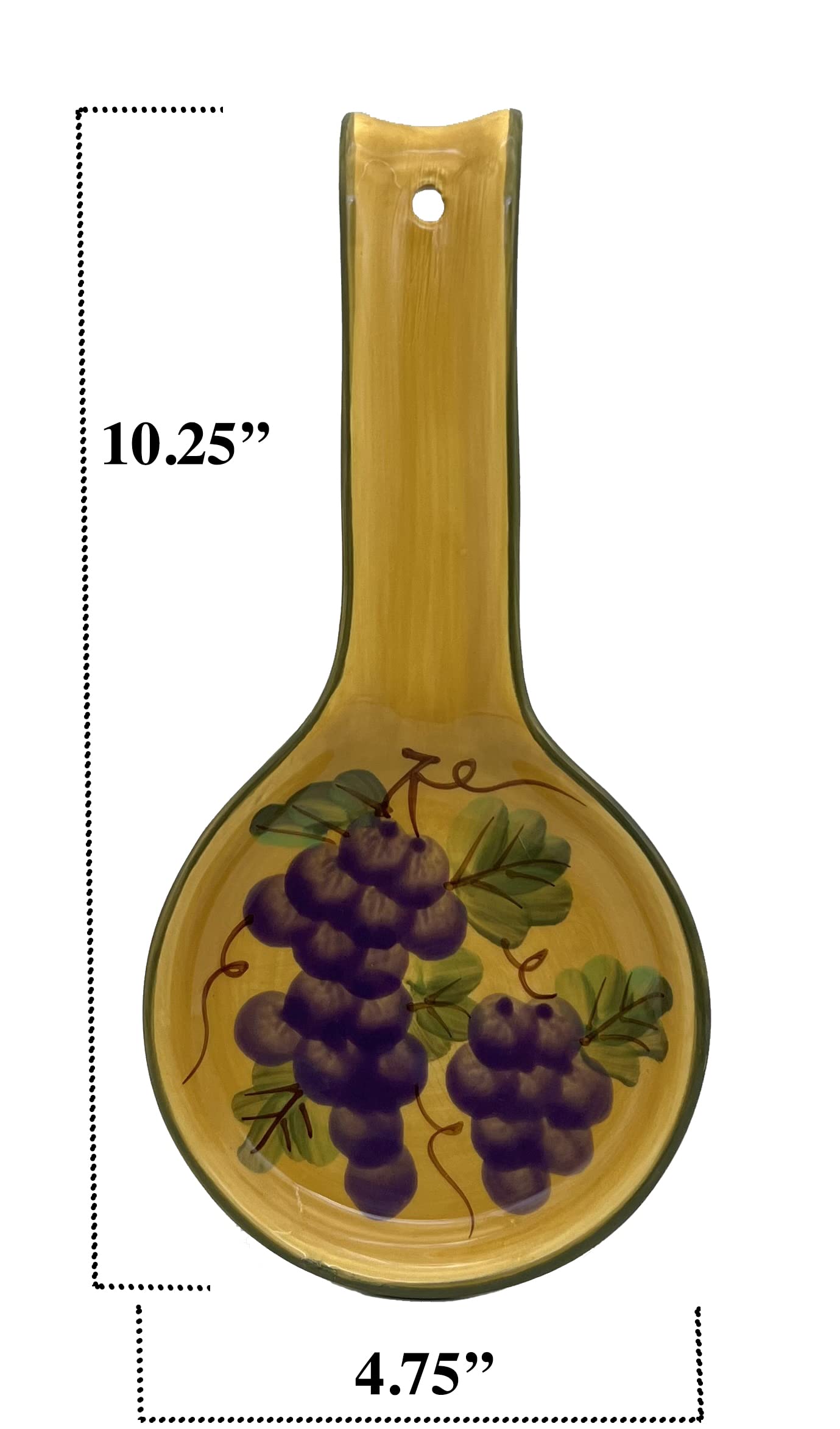 Ceramic Spoon Rest - Grape Wine Design Kitchen Counter Utensil Holder for Spoon, Ladle & Spatula | Elegant Cooking Tool & Décor for Stovetop, Countertop & Dining Table