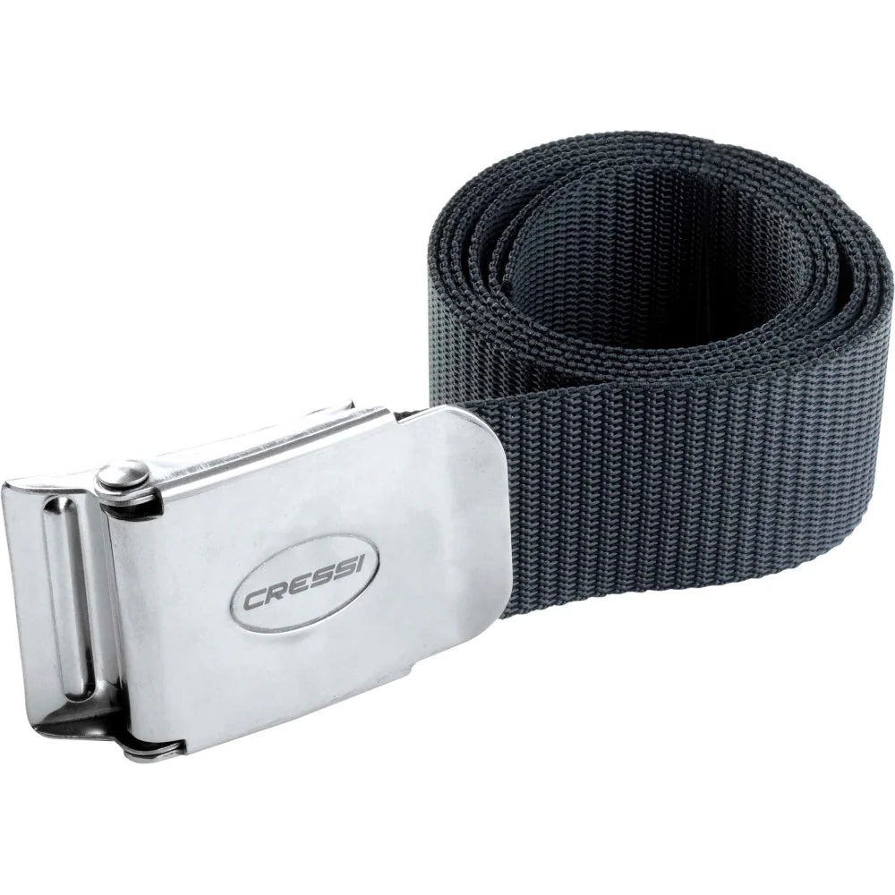 Cressi Black Nylon Scuba Diving Belt with Heavy-Duty Metal Buckle - Adjustable Waist Strap for Snorkeling, Spearfishing & Water Sports