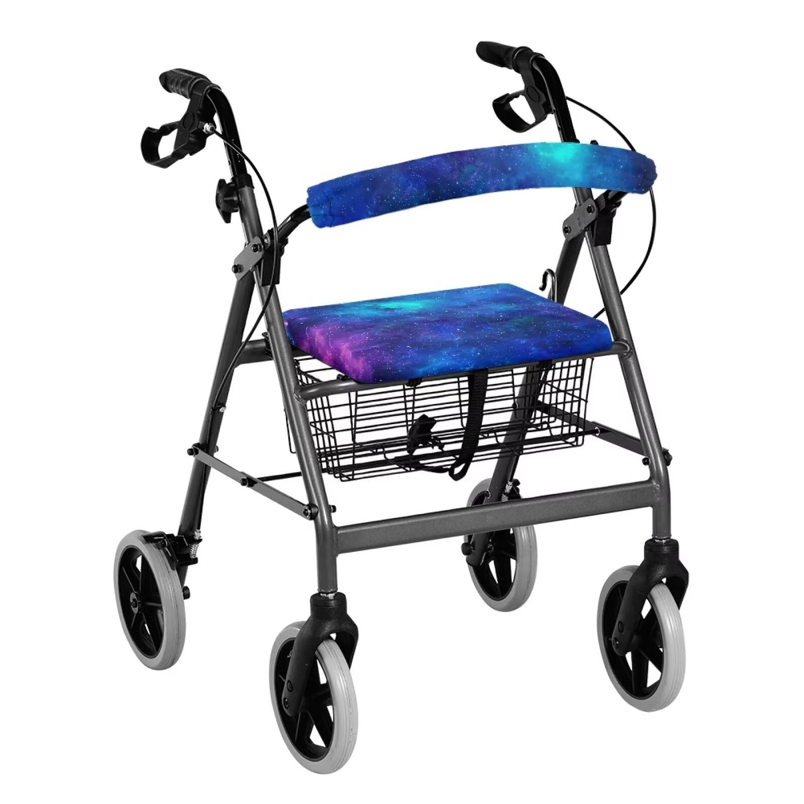 Stretchy Universal Rollator Walker Seat & Backrest Covers - Galaxy Print Protective Covers for Seniors & Adults - Unisex Mobility Aid Accessories for Indoor/Outdoor Use