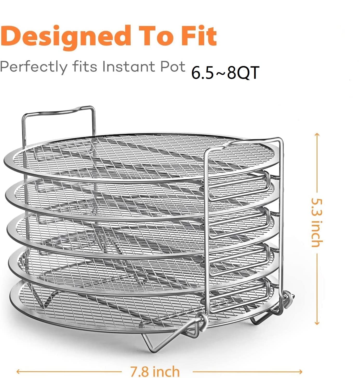 Stackable Reversible Stainless Steel Dehydrator Rack for Ninja Foodi Pressure Cooker & 6.5/8 Qt Air Fryer - Durable Sduck Accessories for Drying Fruits, Vegetables & Jerky | Perfect for Healthy Snacks & Meal Prep