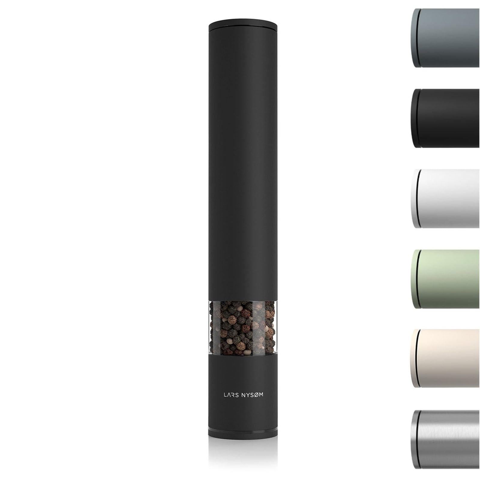 Premium Adjustable Ceramic Salt and Pepper Grinder Set - Manual Spice Mill with Coarse to Fine Grind - Modern Carbon Black Design for Kitchen, Dining Table & Outdoor Cooking