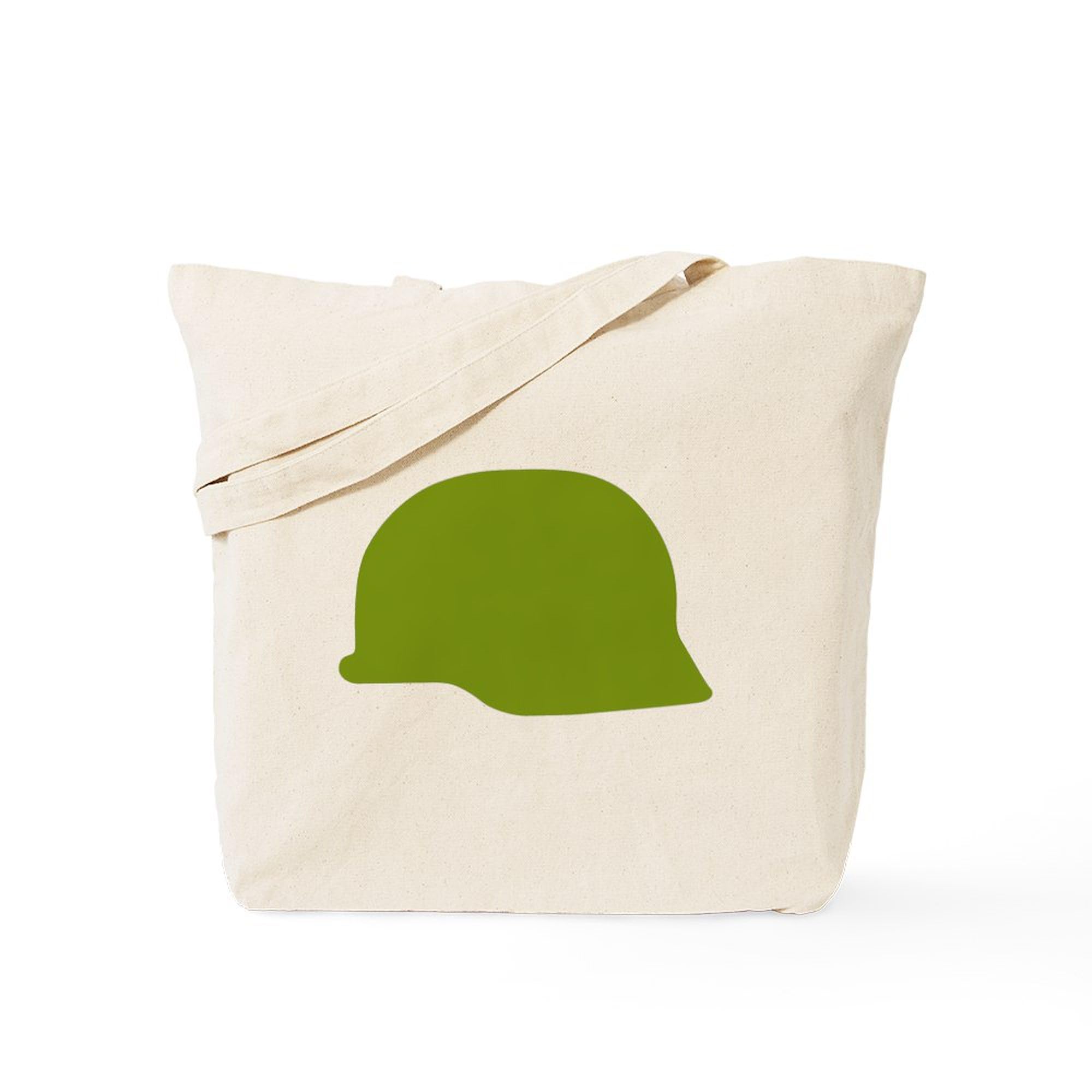 Green Army Helmet Tote Bag - Natural Canvas Reusable Shopping Bag for Groceries, Beach & Military Apparel Fans | Eco-Friendly Carryall for Daily Use